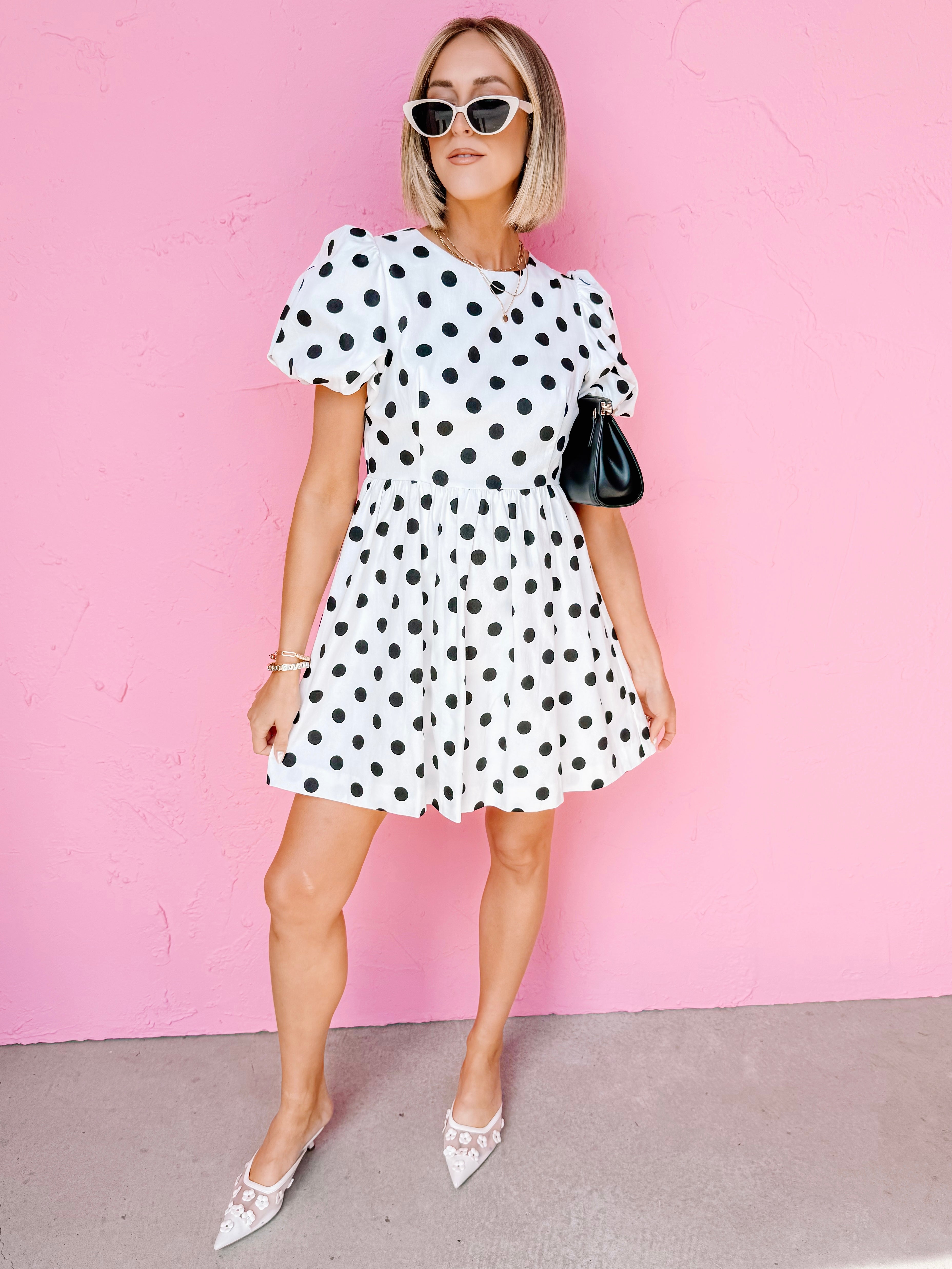 Vintage Charm Polka Dot Dress-Ivory
