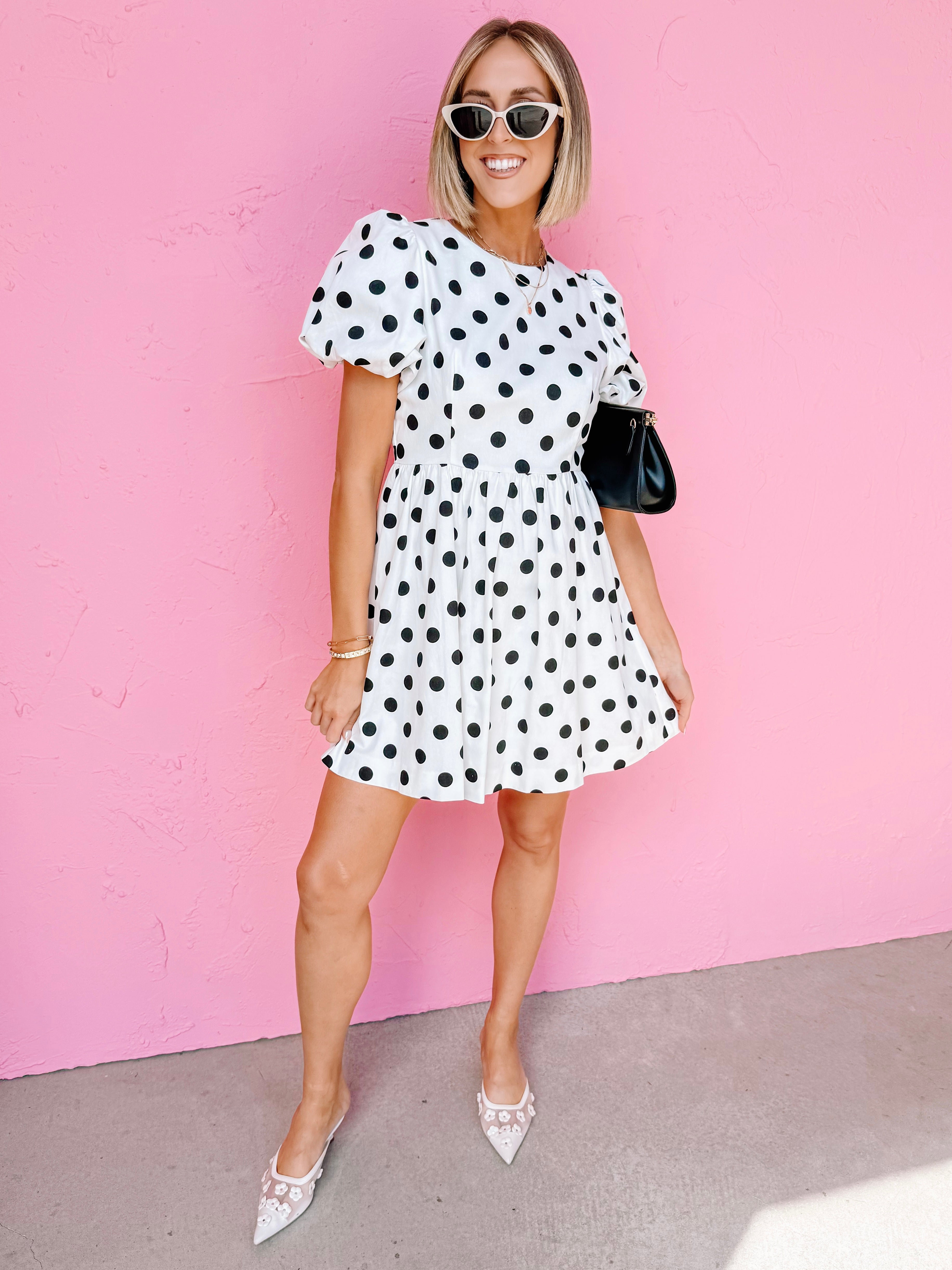 Vintage Charm Polka Dot Dress-Ivory