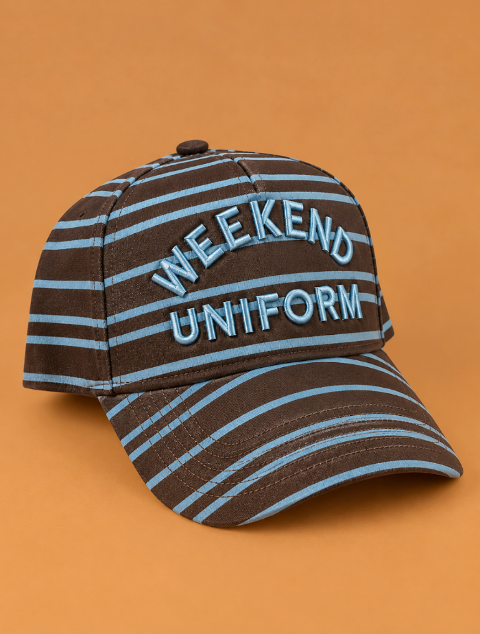 Weekend Uniform Striped Puff Embroidered Hat