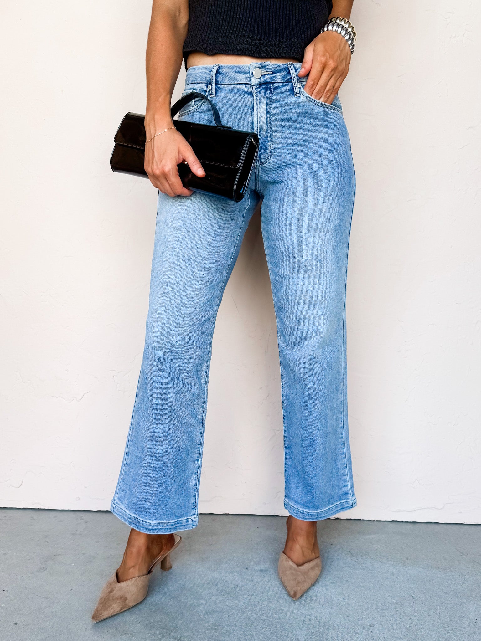 Wellsburg Slim Wide Leg Jeans-Medium Denim