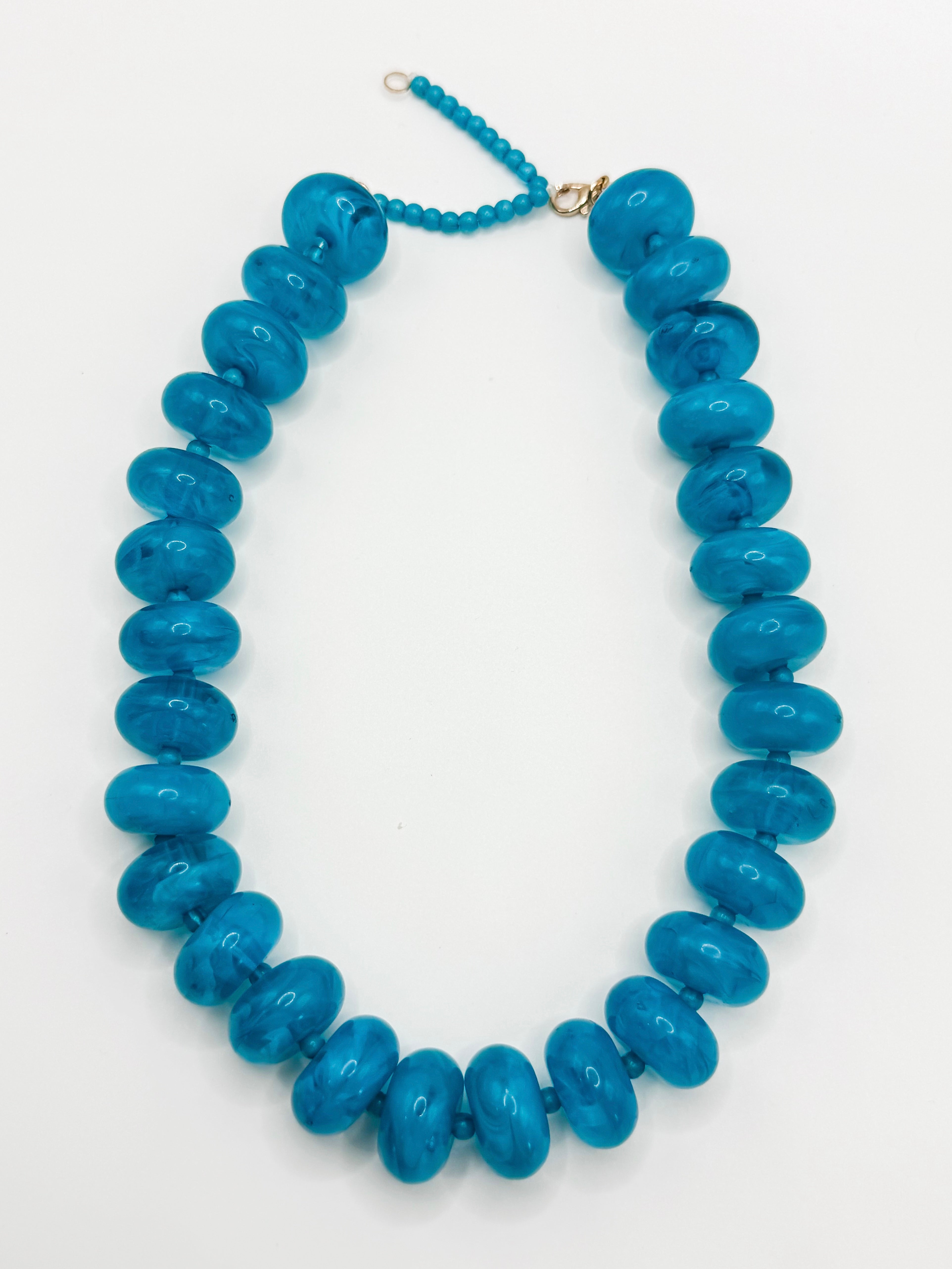 Wendee Chunky Solid Beaded Necklace-Blue
