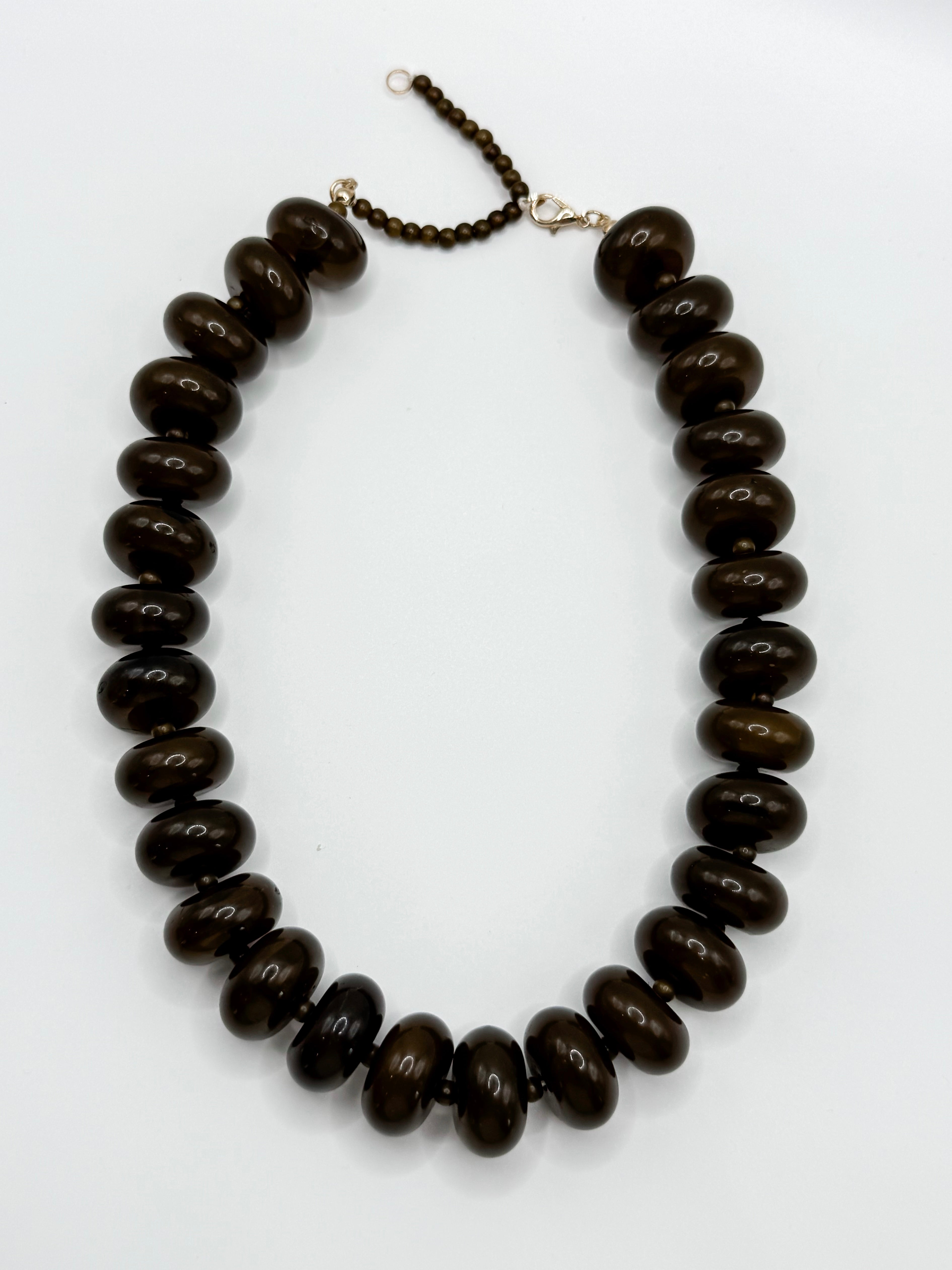 Wendee Chunky Solid Beaded Necklace-Brown