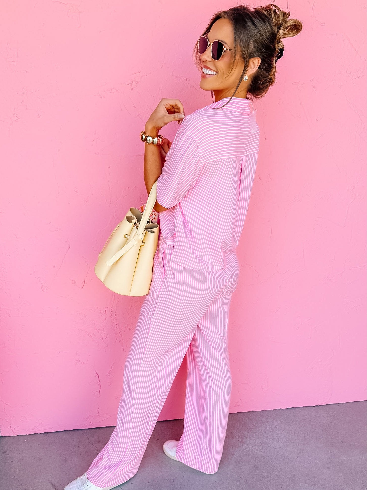 Jaden Striped Pants-Pink