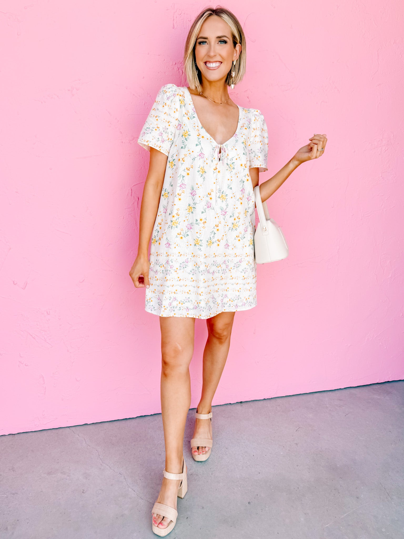 Zoe Floral Tie-Front Mini Dress