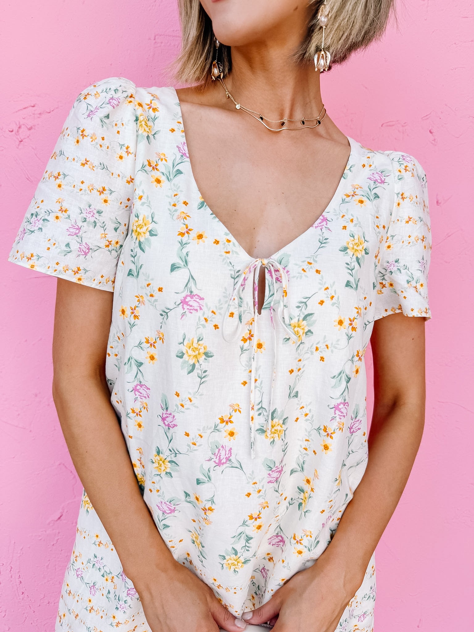Zoe Floral Tie-Front Mini Dress