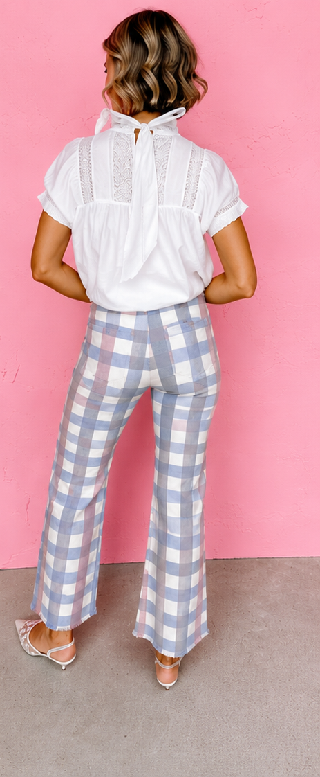 Maisie Wide Leg Jean-Smokey Gingham