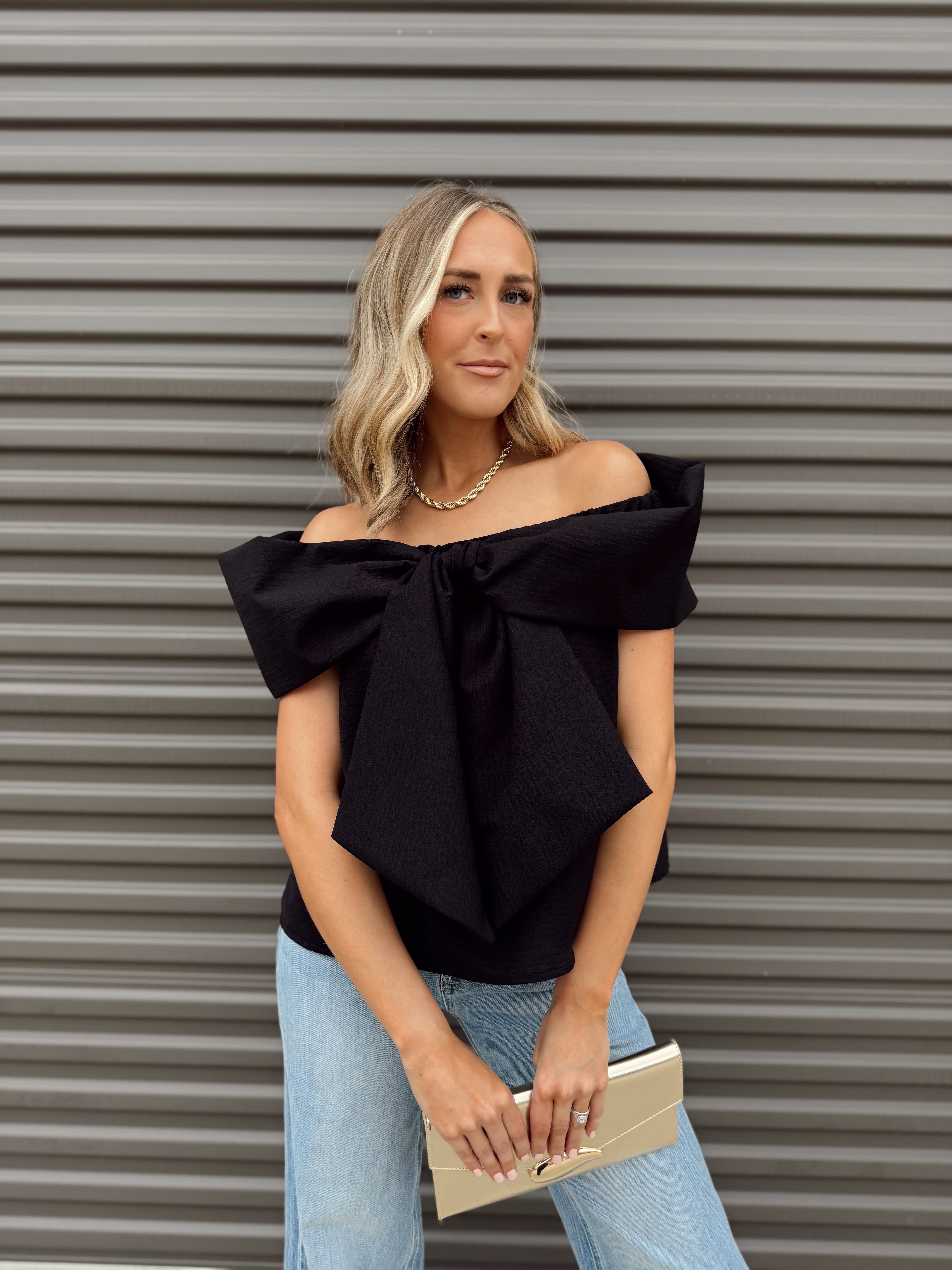 The Mikaela Bow Top-Black - Made in USA