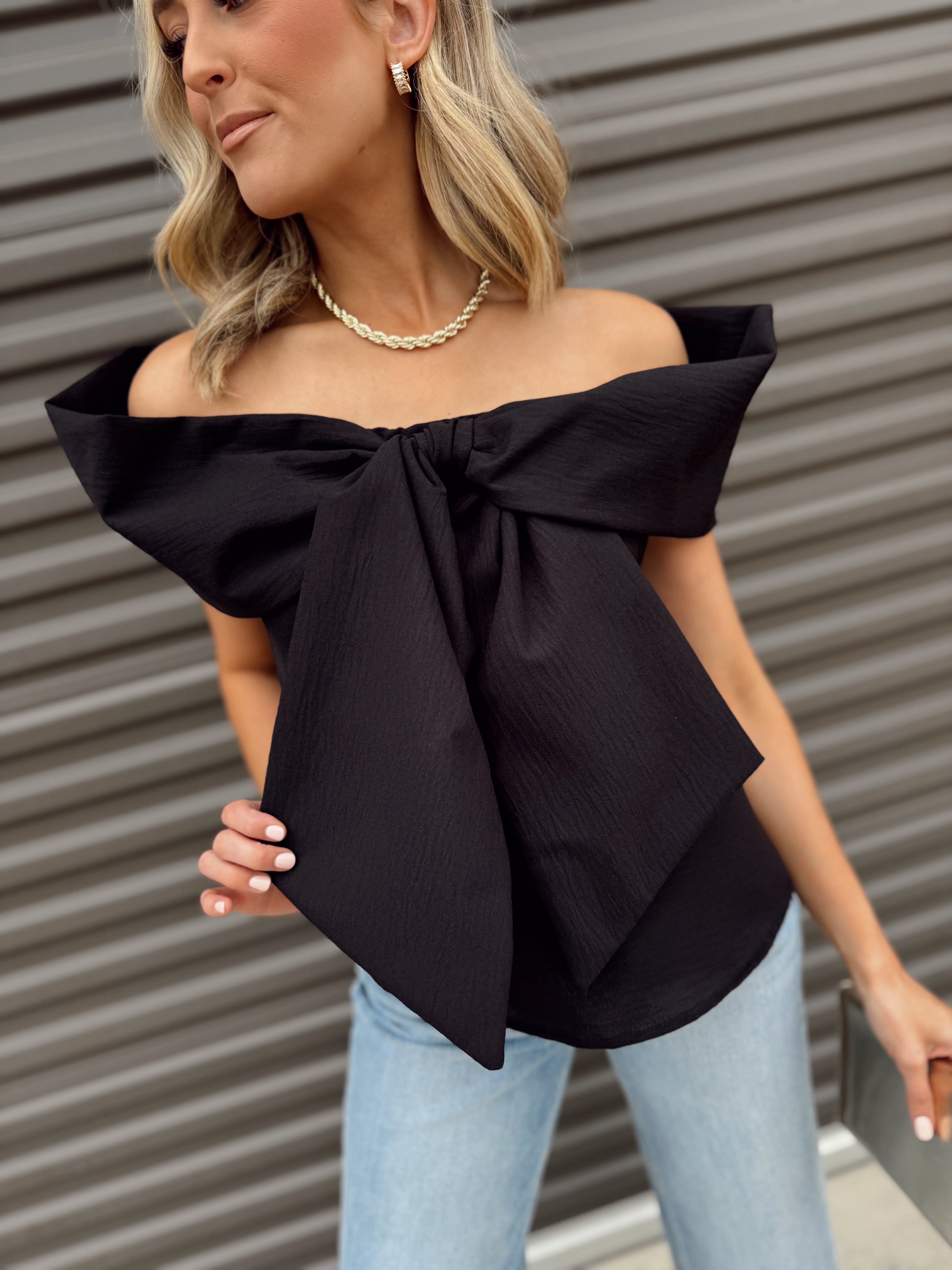 The Mikaela Bow Top-Black - Made in USA