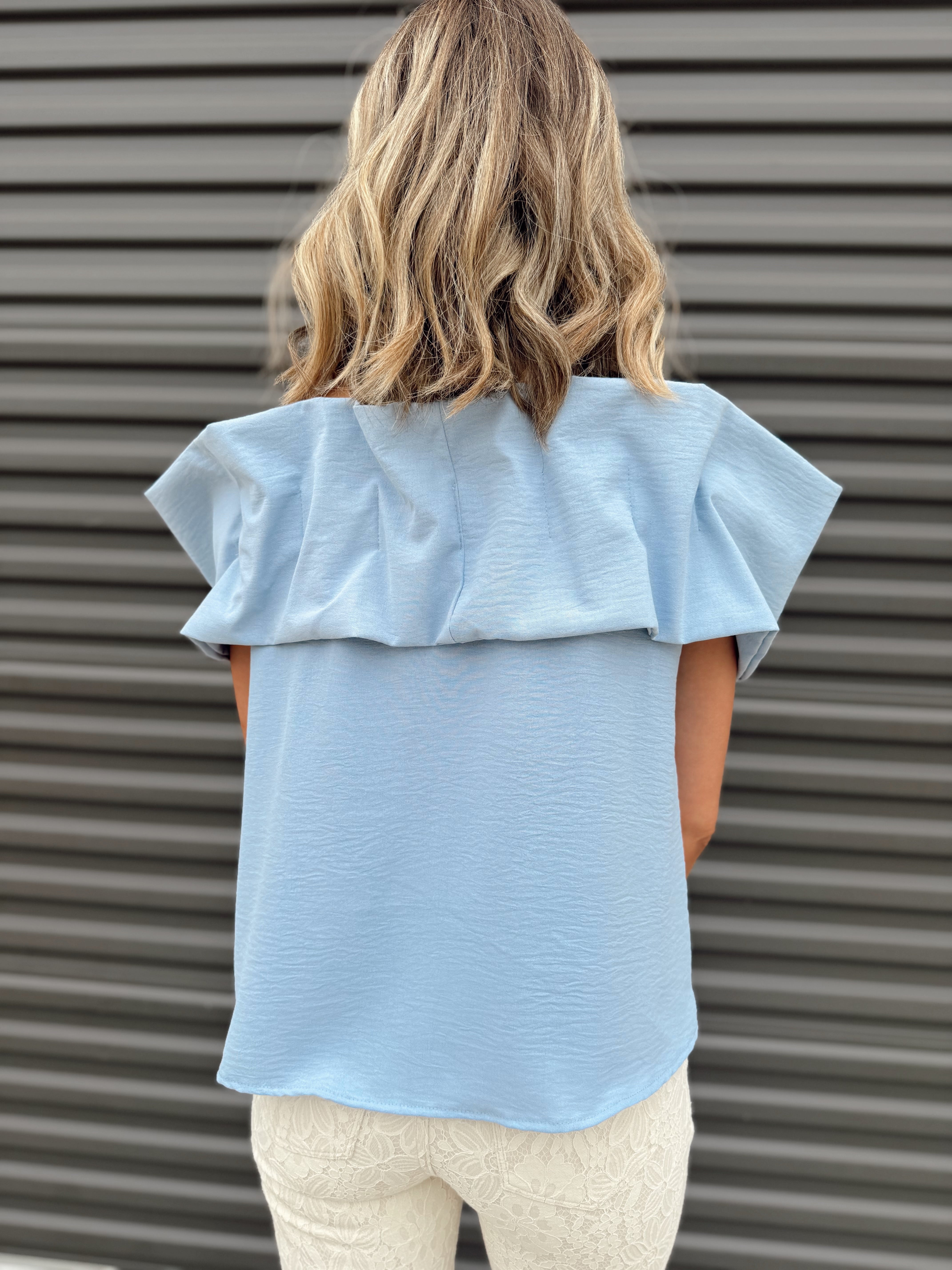 The Mikaela Bow Top-Blue - Made in USA