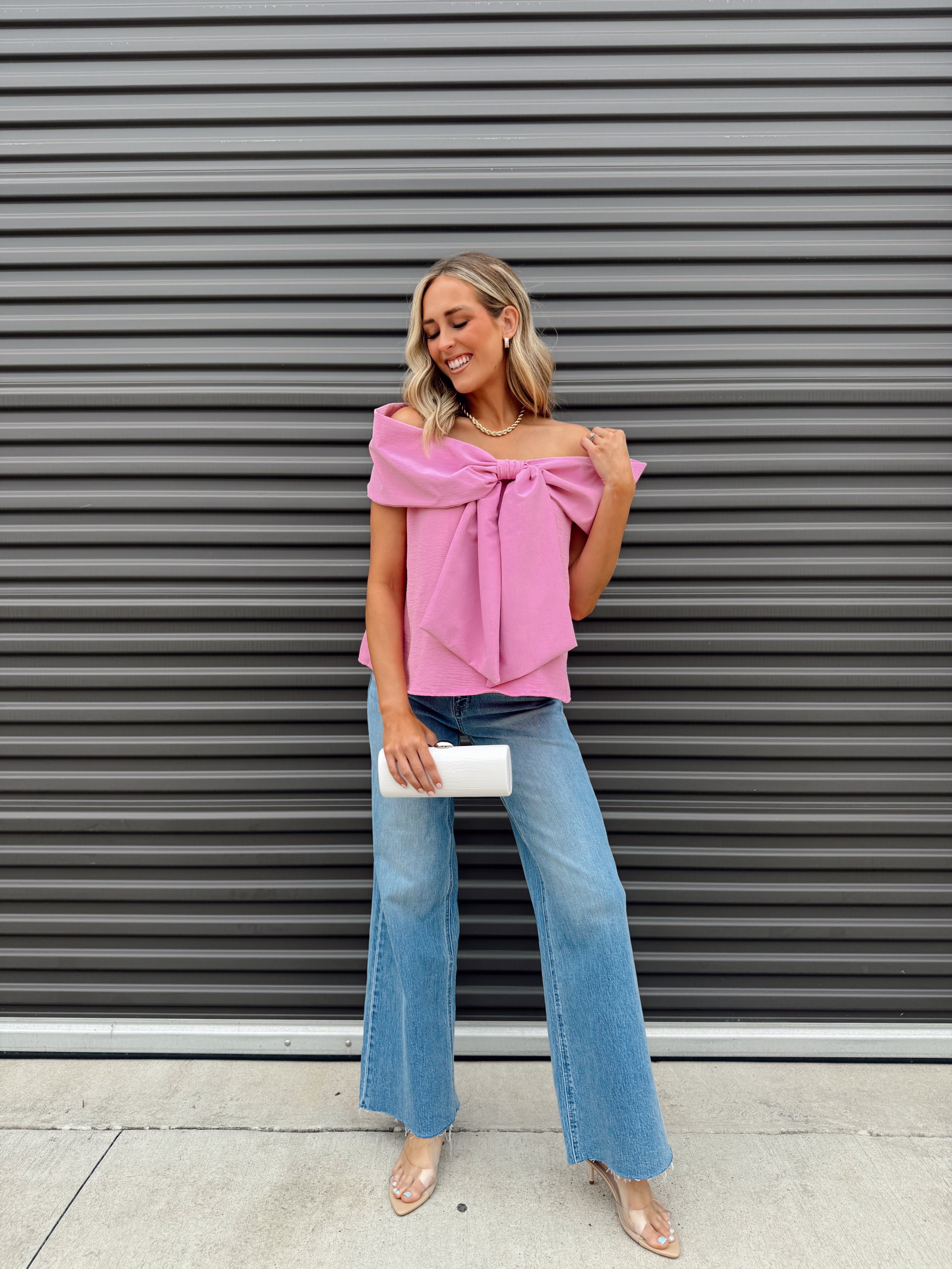 The Mikaela Bow Top-Pink - Made in USA