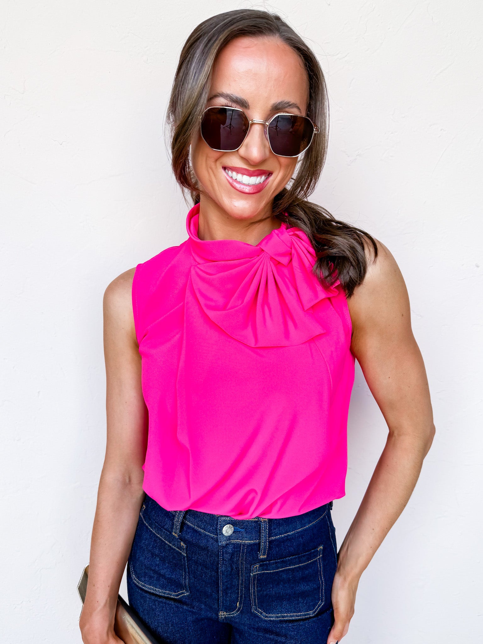 Fallon Bow Sleeveless Top