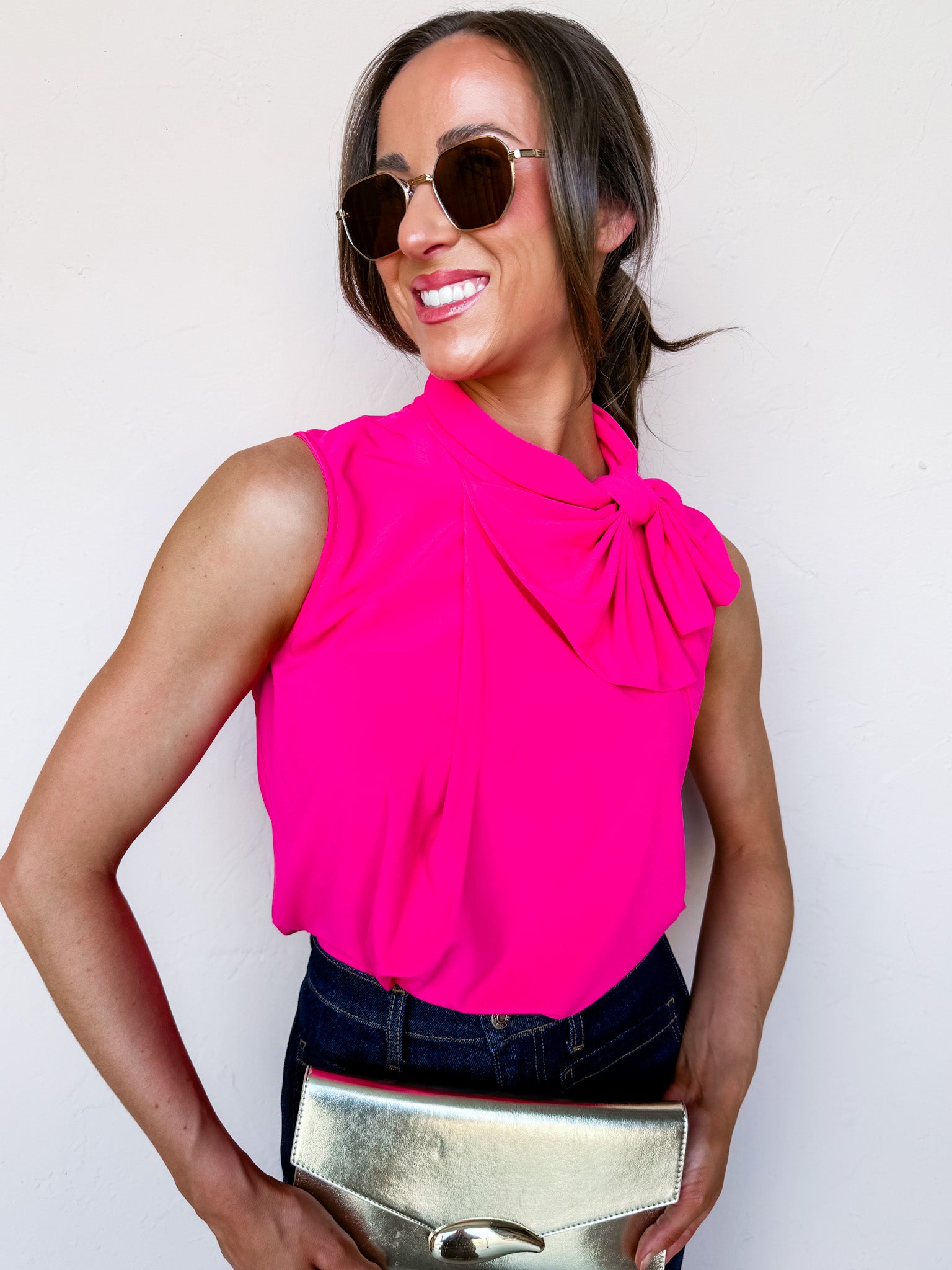 Fallon Bow Sleeveless Top