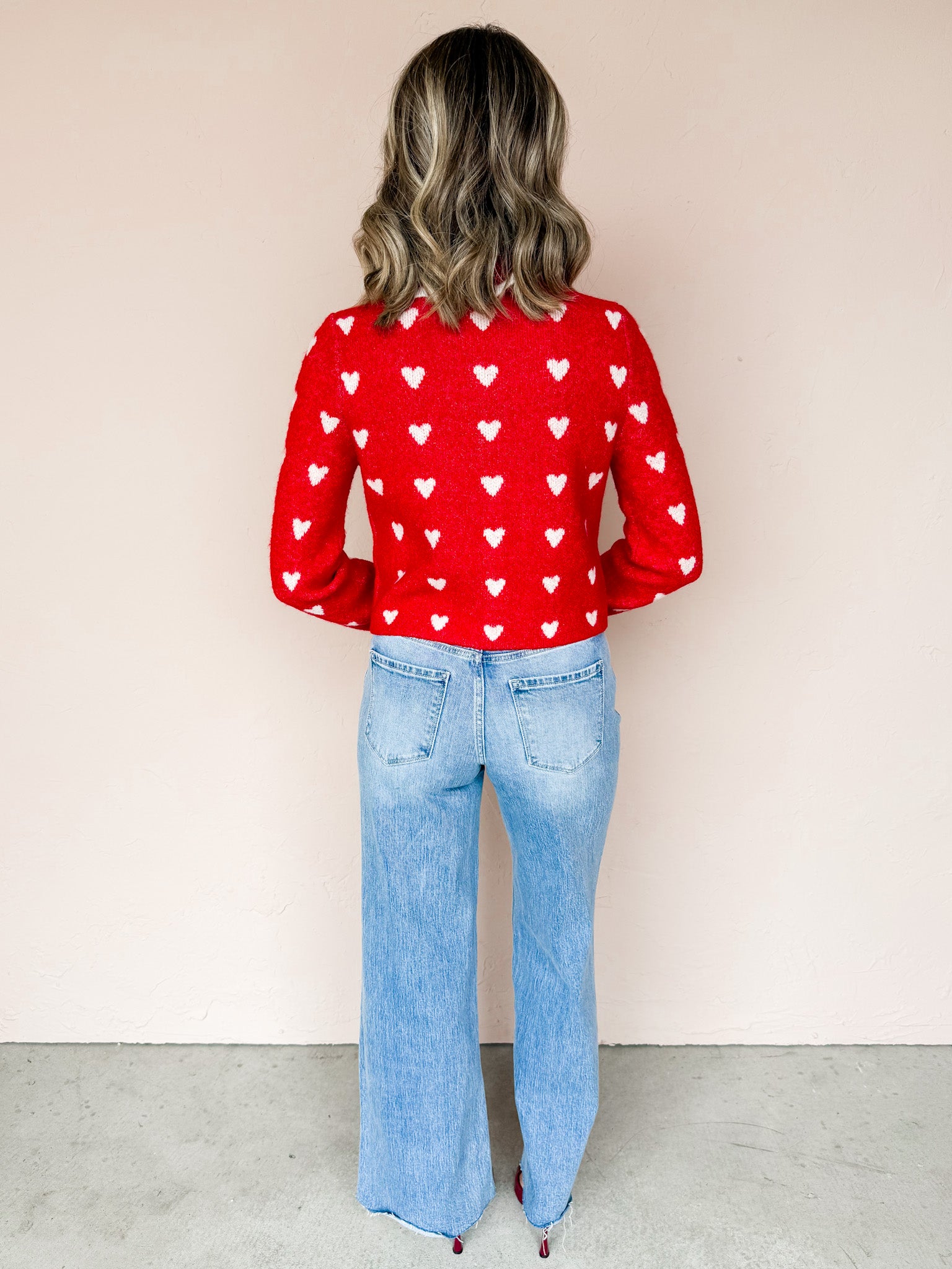 Jules Scallop Cardigan-Red