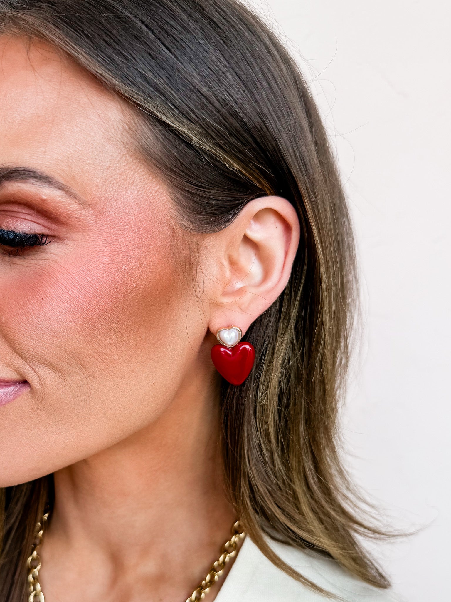 Pearl Passion Heart Drop Earrings