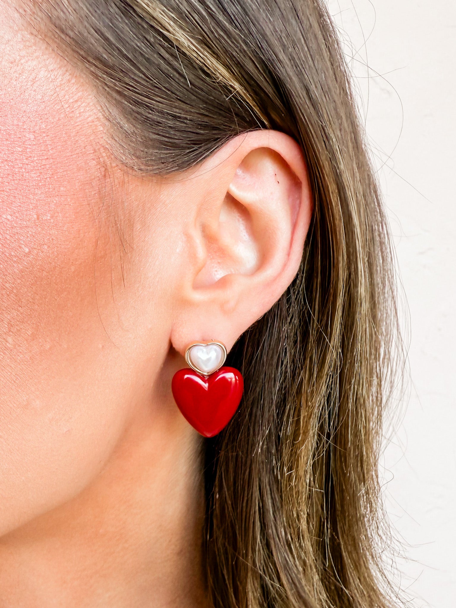 Pearl Passion Heart Drop Earrings