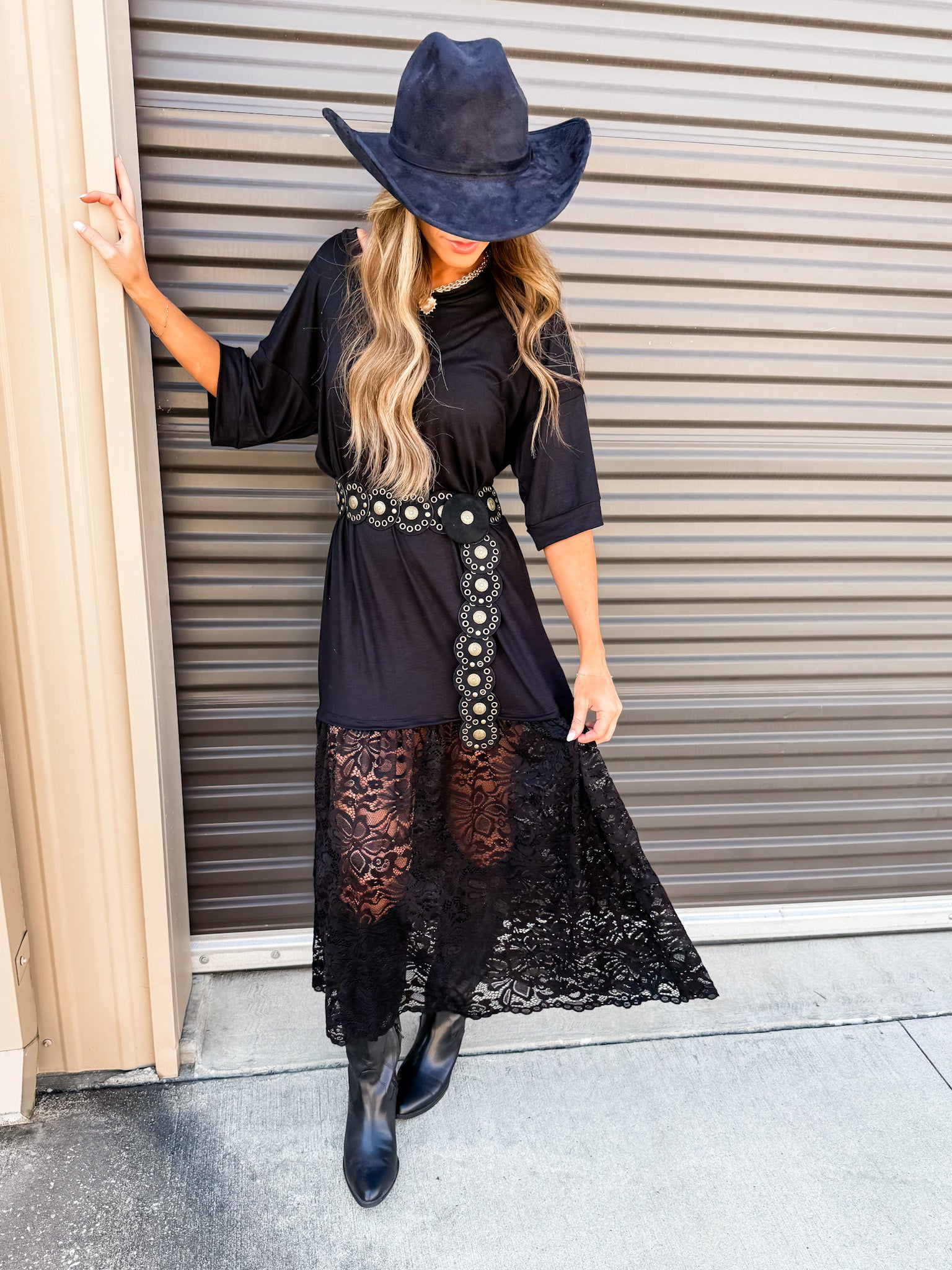 The Carley Dress – Made in USA Jersey T-Shirt Dress with Lace Hem