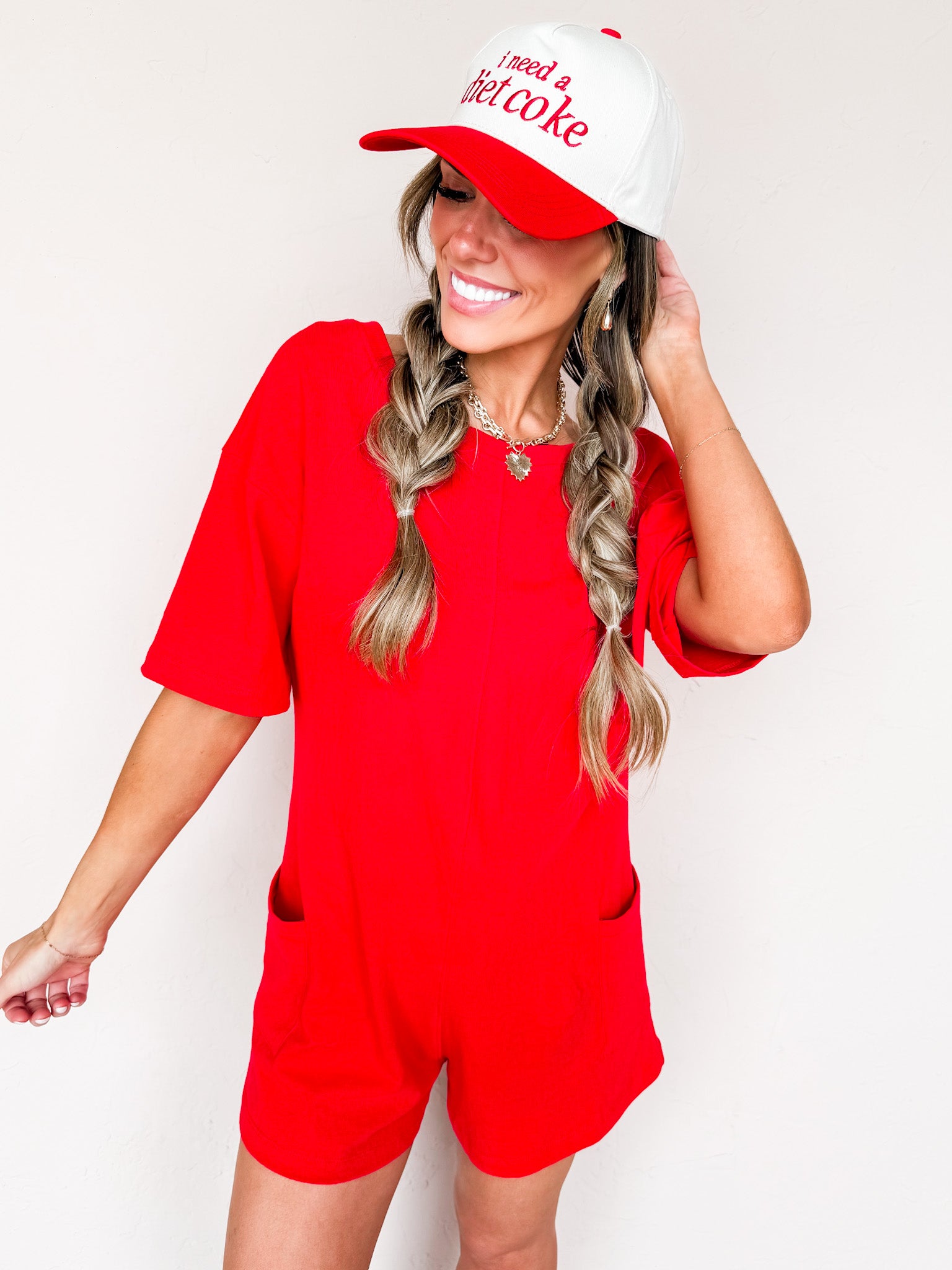 Cleo Reversible Romper-Ruby