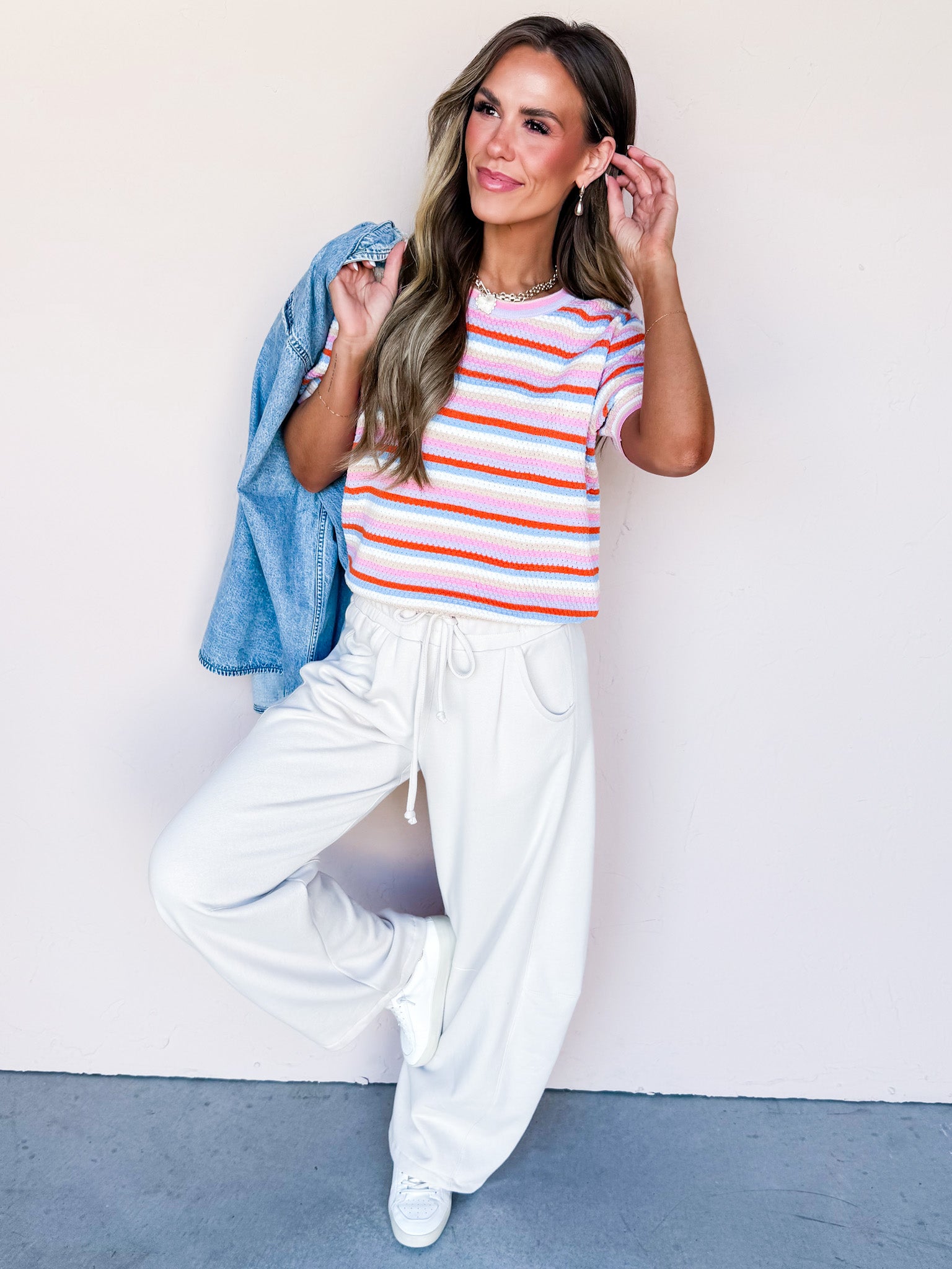 Hudson Striped Short Sleeve Sweater