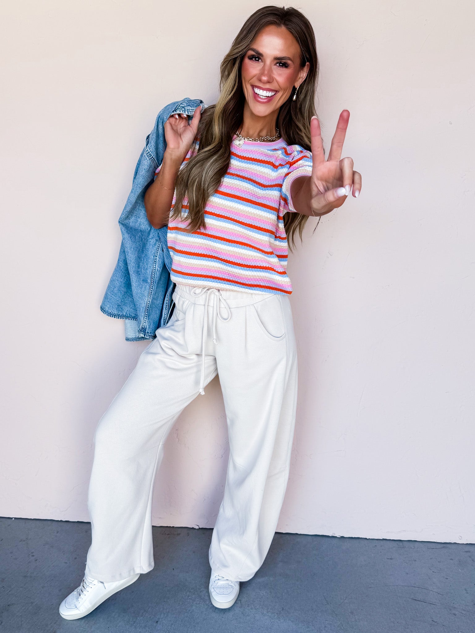 Hudson Striped Short Sleeve Sweater