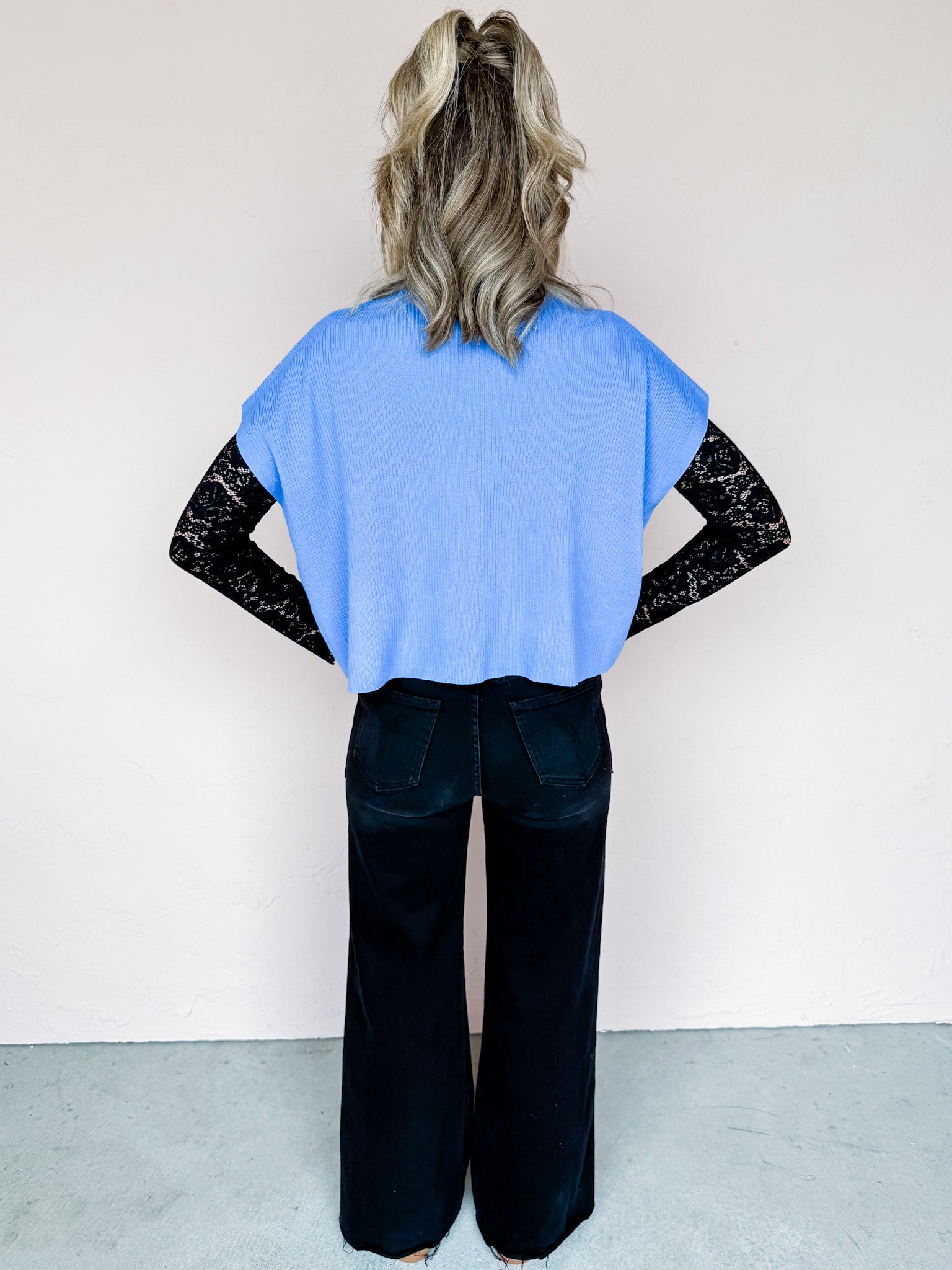 Rue Mock Neck Sweater-Blue