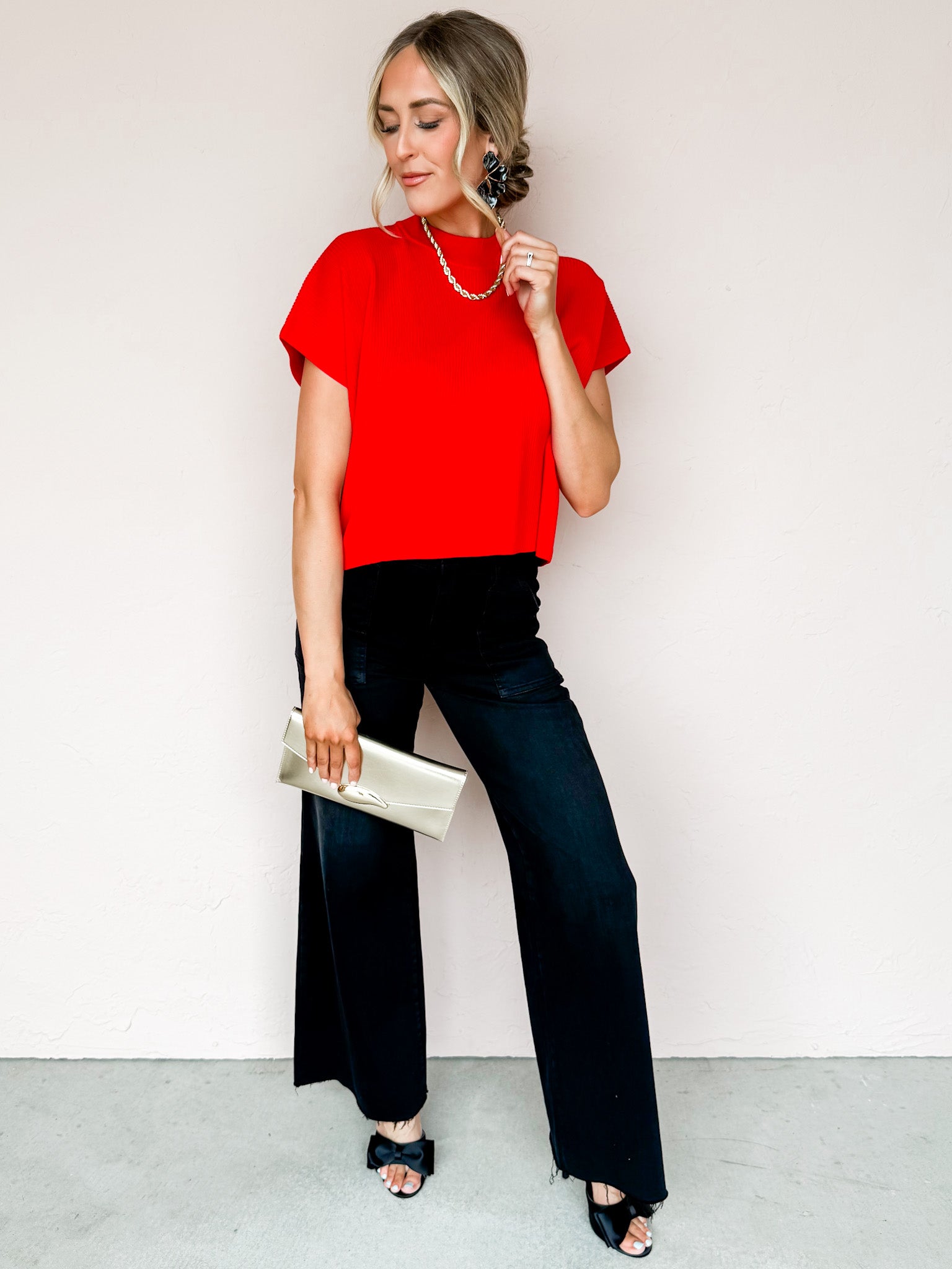 Rue Mock Neck Sweater-Ruby