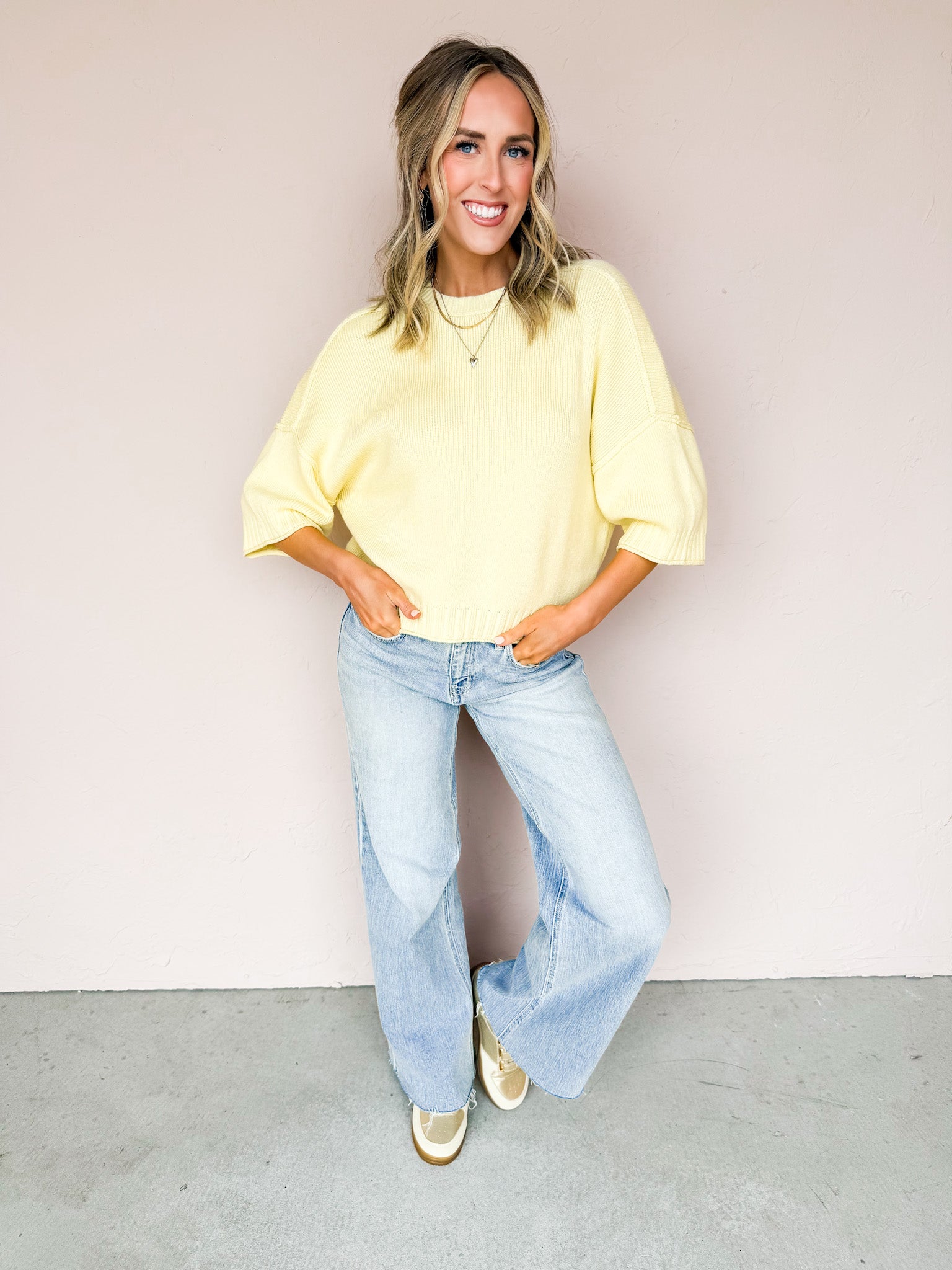 Story Drop Shoulder Sweater-Butter Yellow