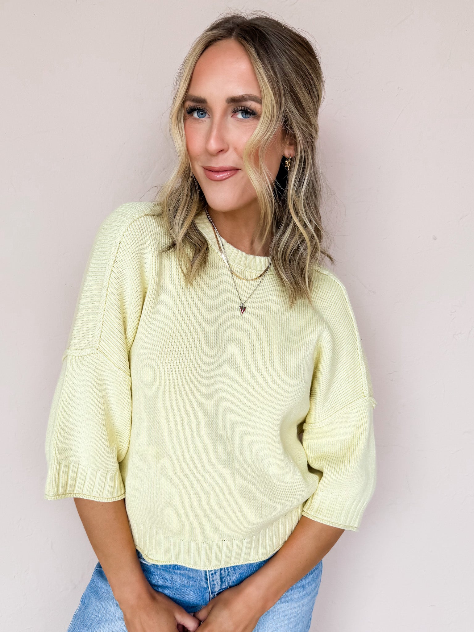 Story Drop Shoulder Sweater-Butter Yellow
