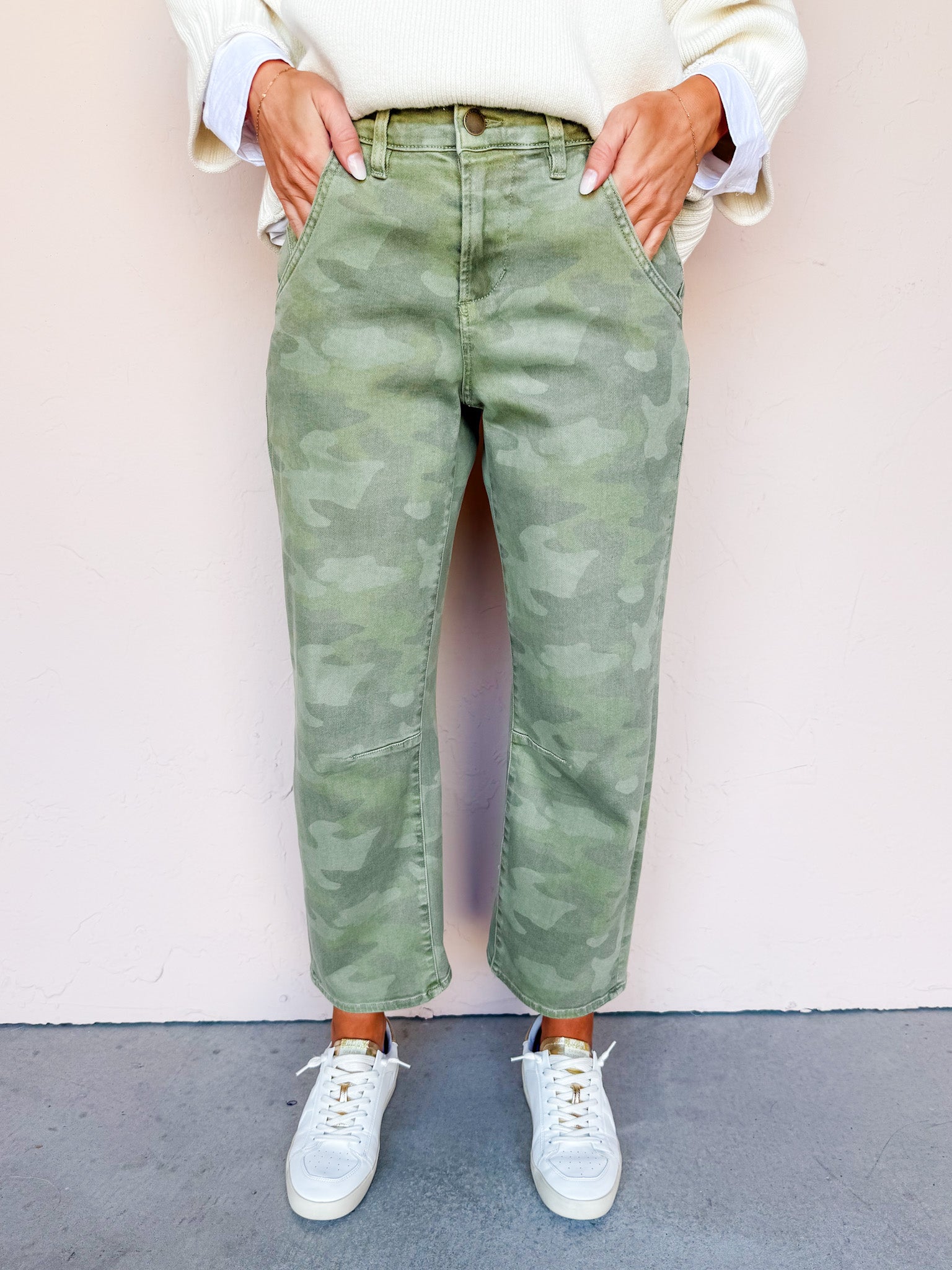 [Dear John] Lasso Cropped Barrel Jeans-Riviera Camo