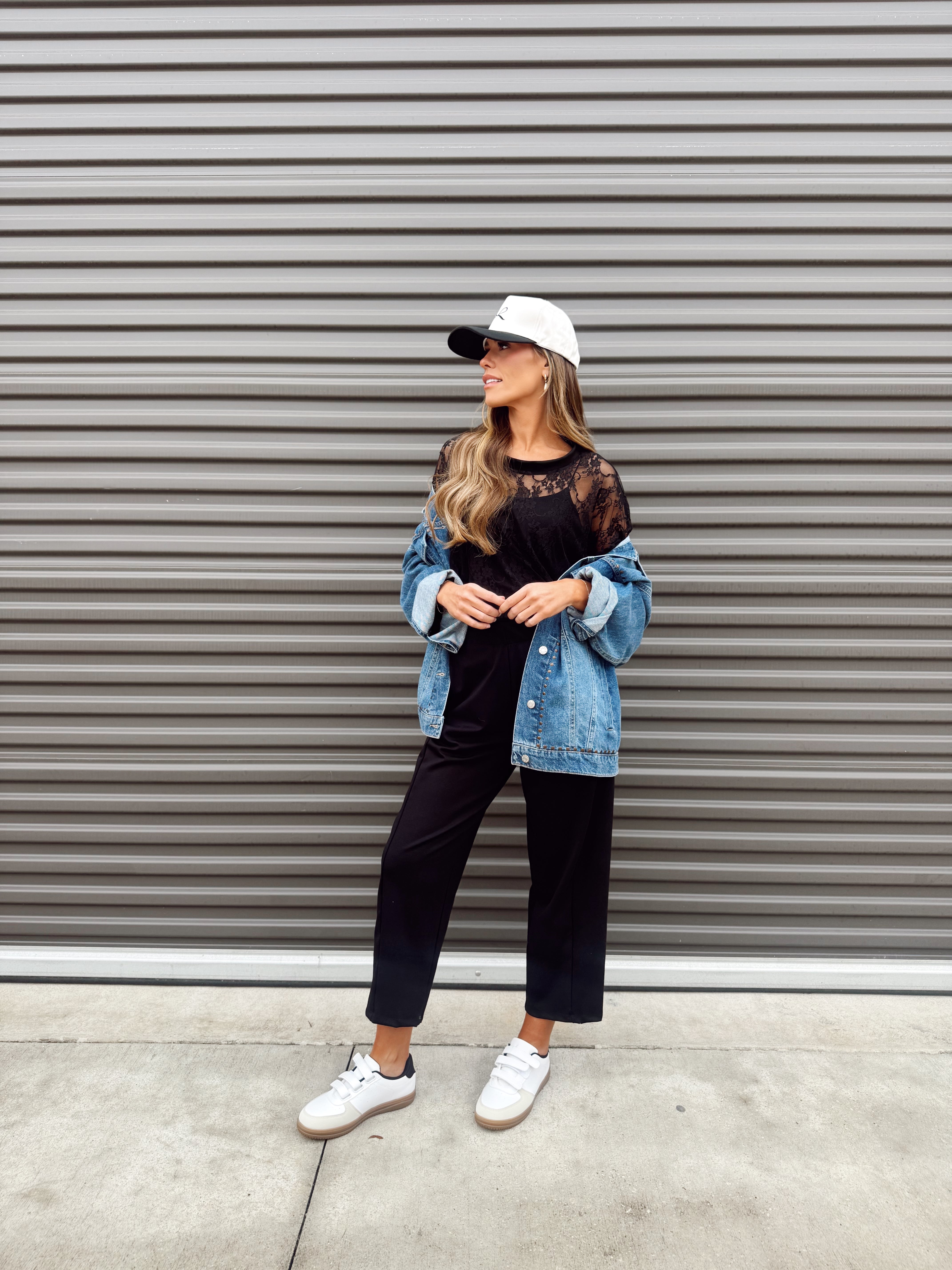 The Taylor Black Lace Boxy Tee – Made in USA Lightweight Lace Tee