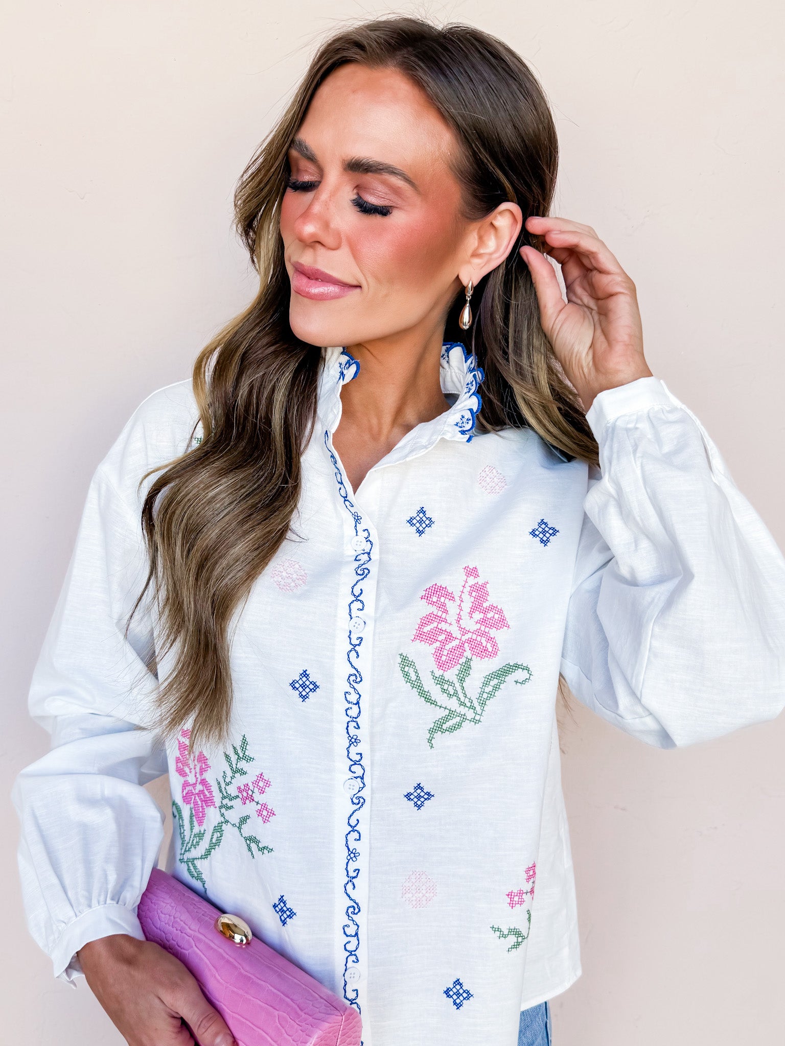 Cass Floral Embroidered Top