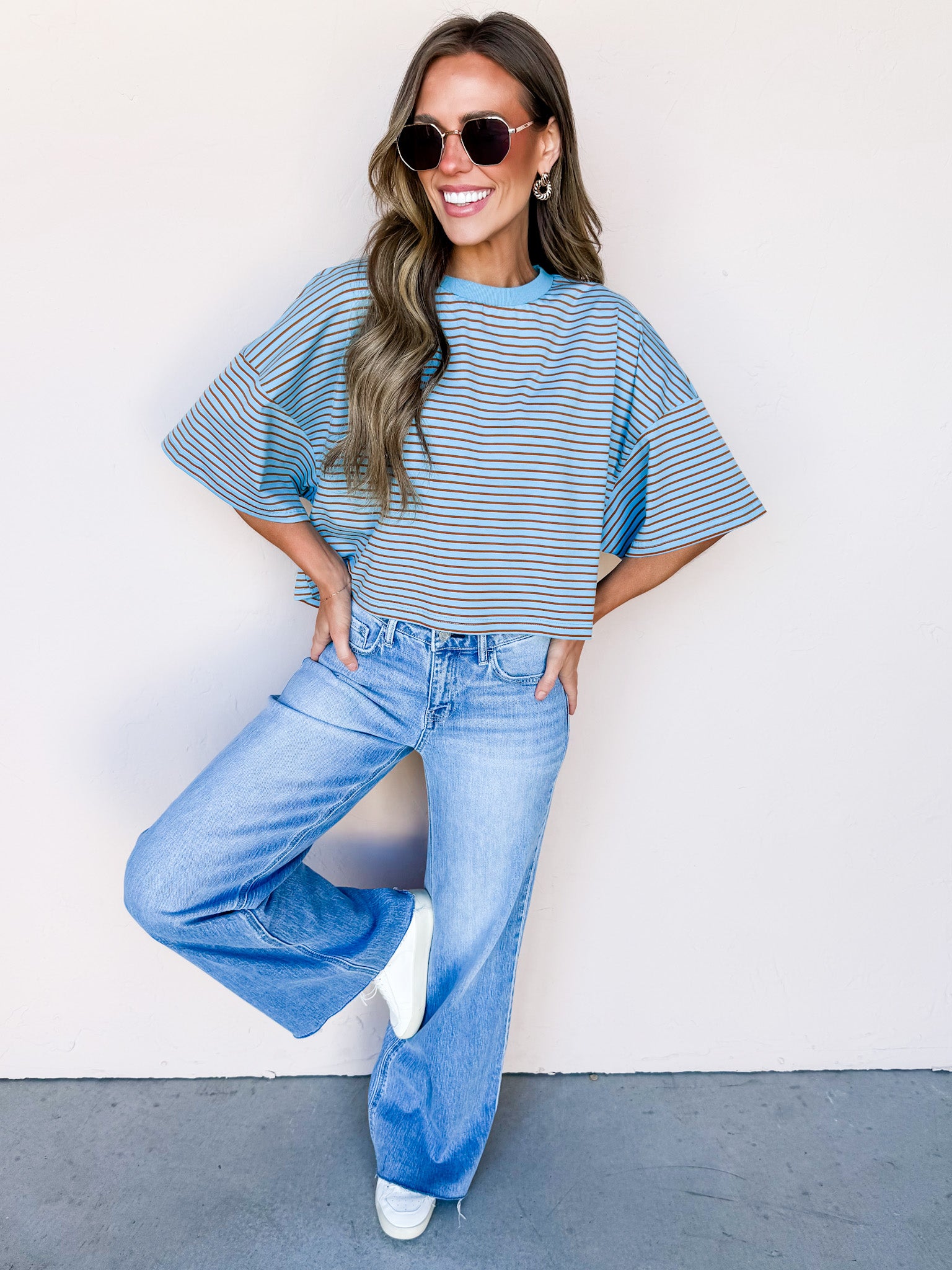 Deana Striped Top-Blue