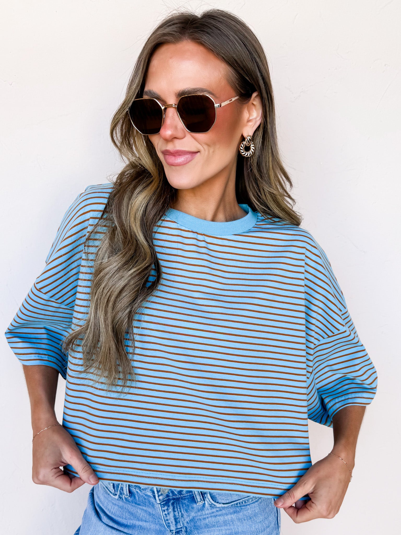 Deana Striped Top-Blue