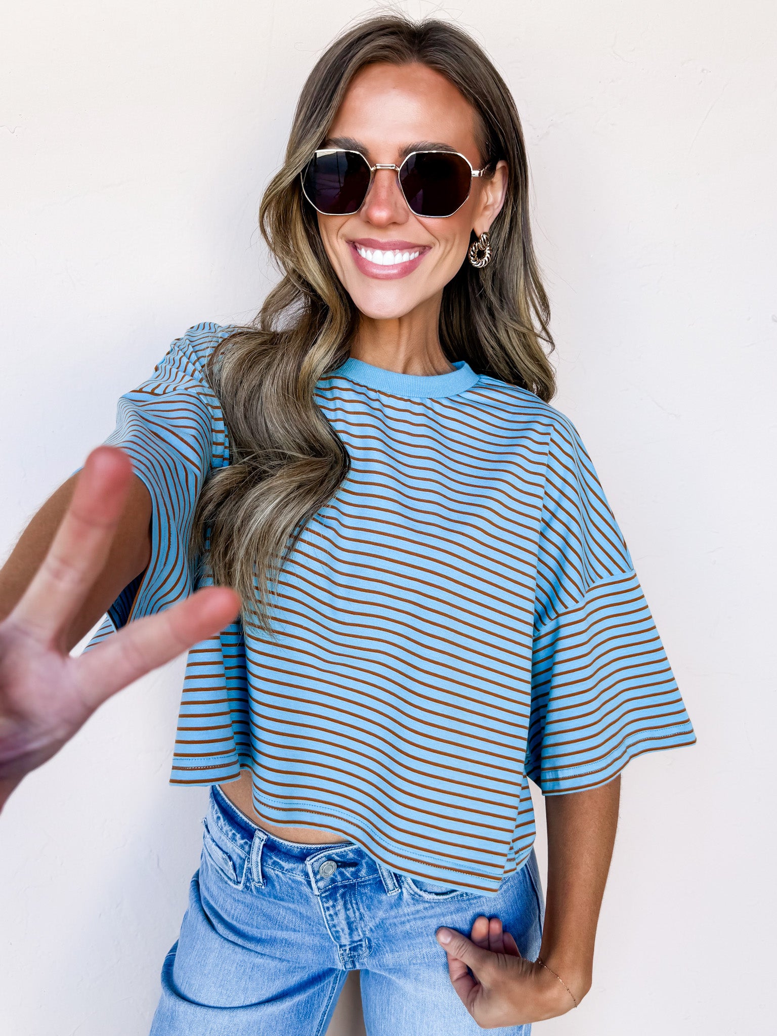 Deana Striped Top-Blue