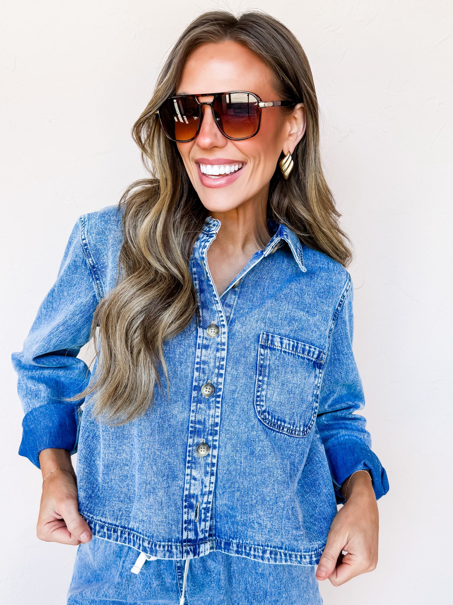Julie Long Sleeve Denim Top