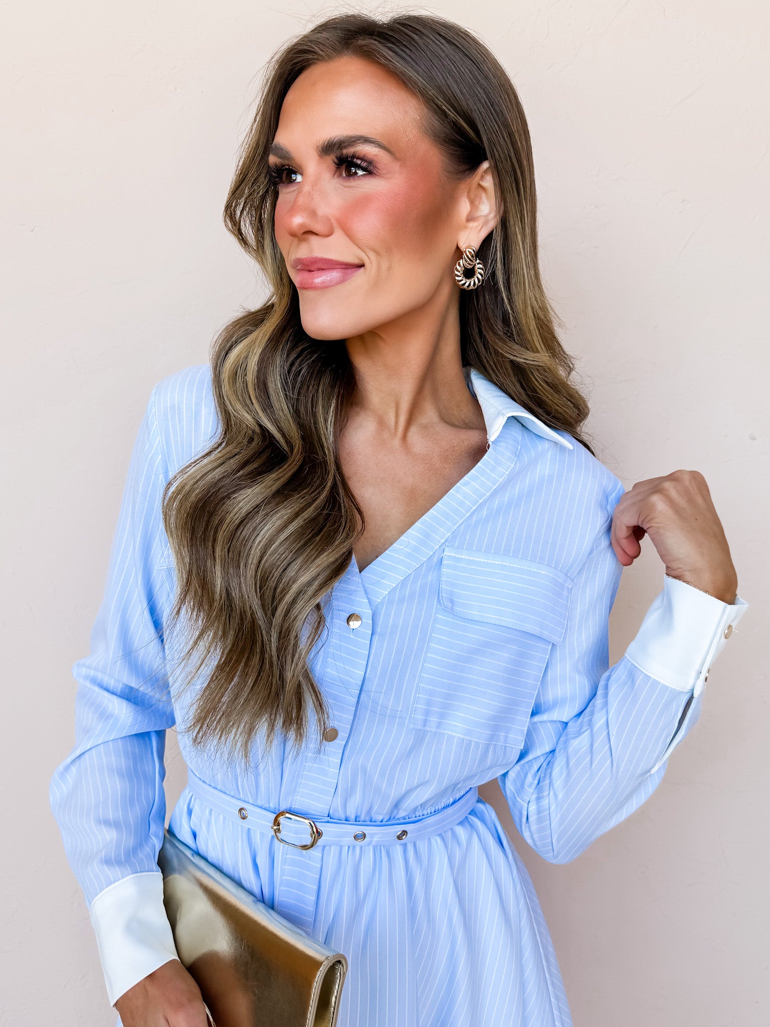 Laila Striped Long Sleeve Mini Dress