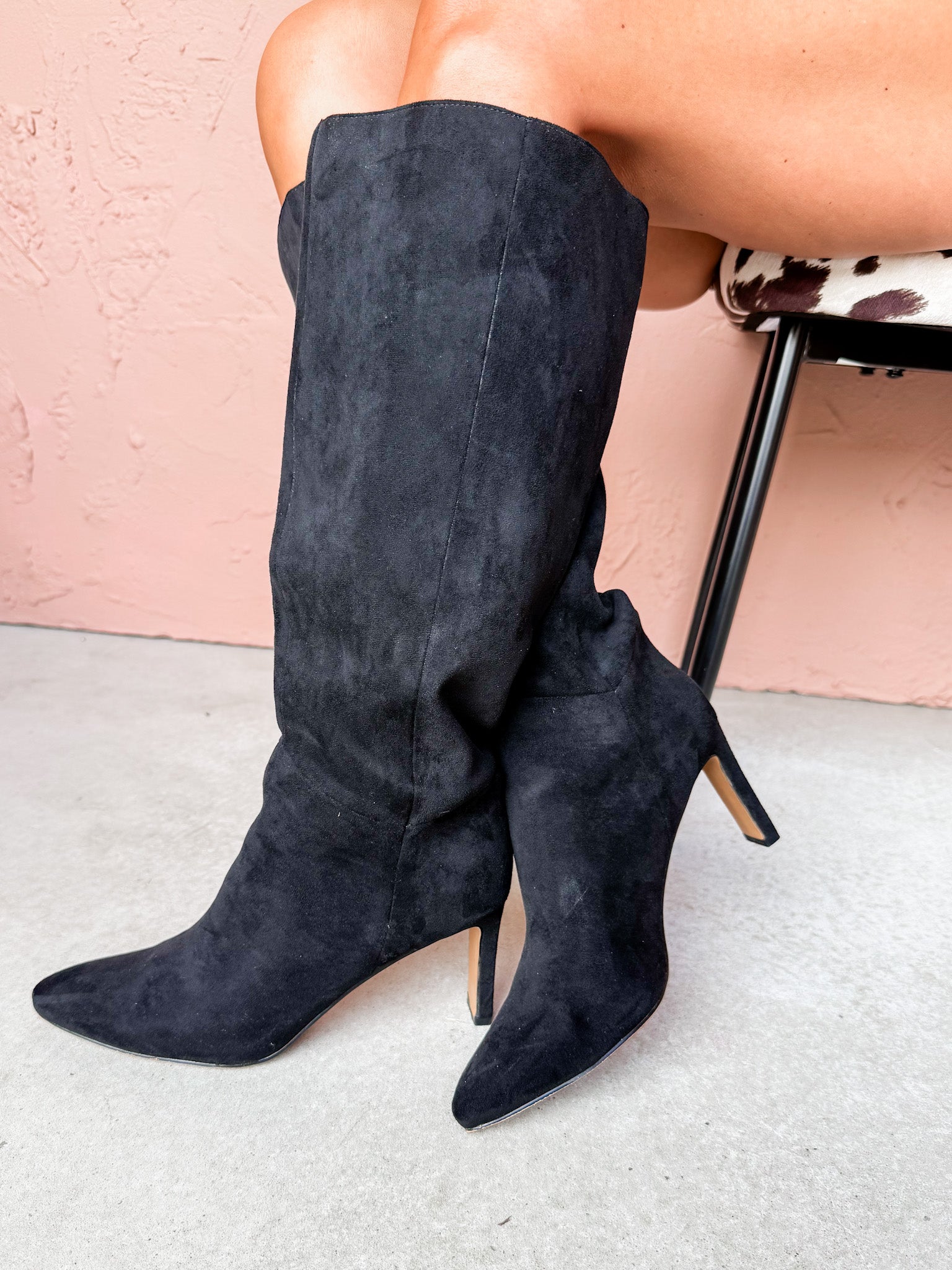 Adriana Suede Tall Boots-Black