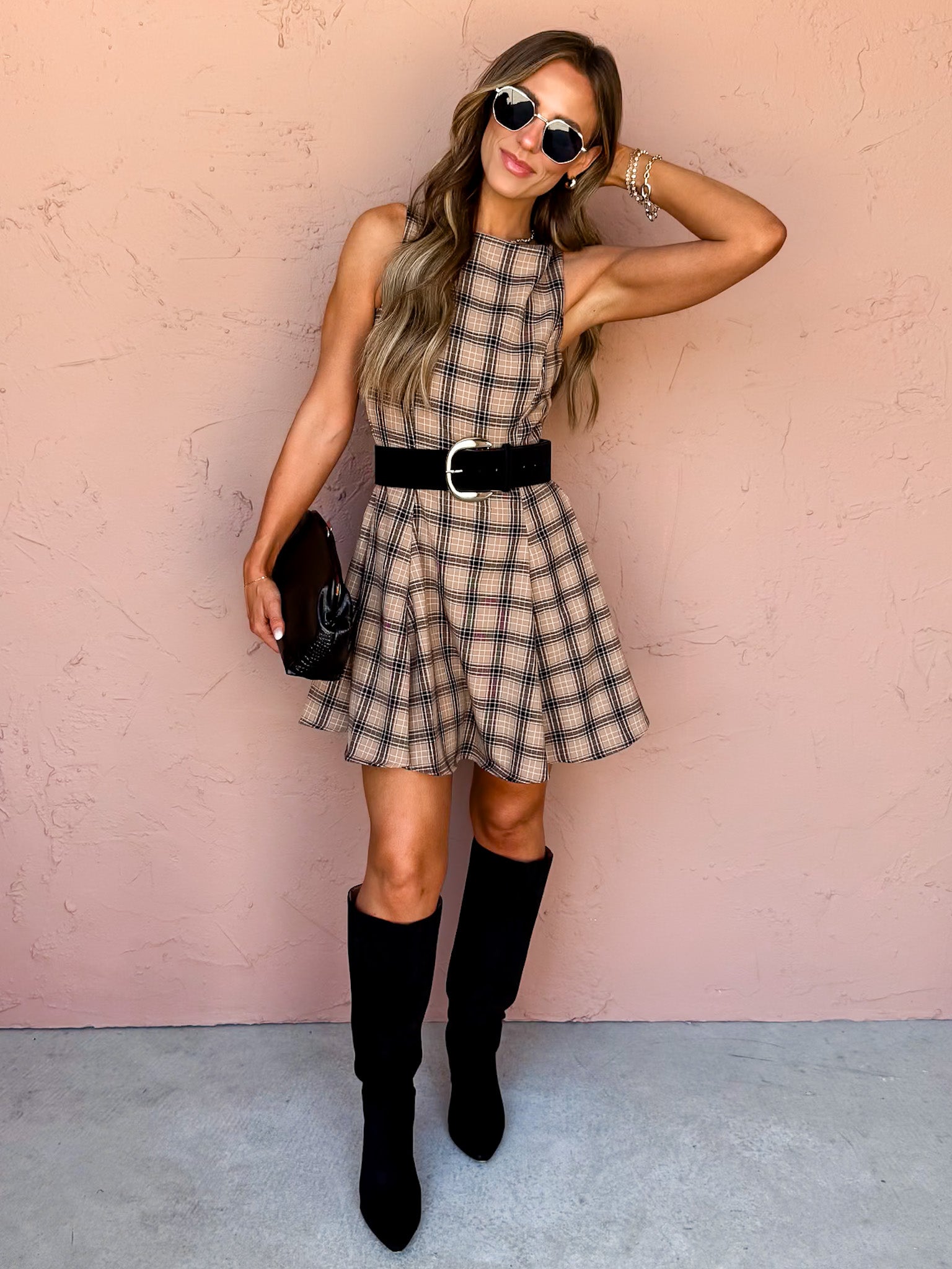 All Yours Plaid Sleeveless Mini Dress