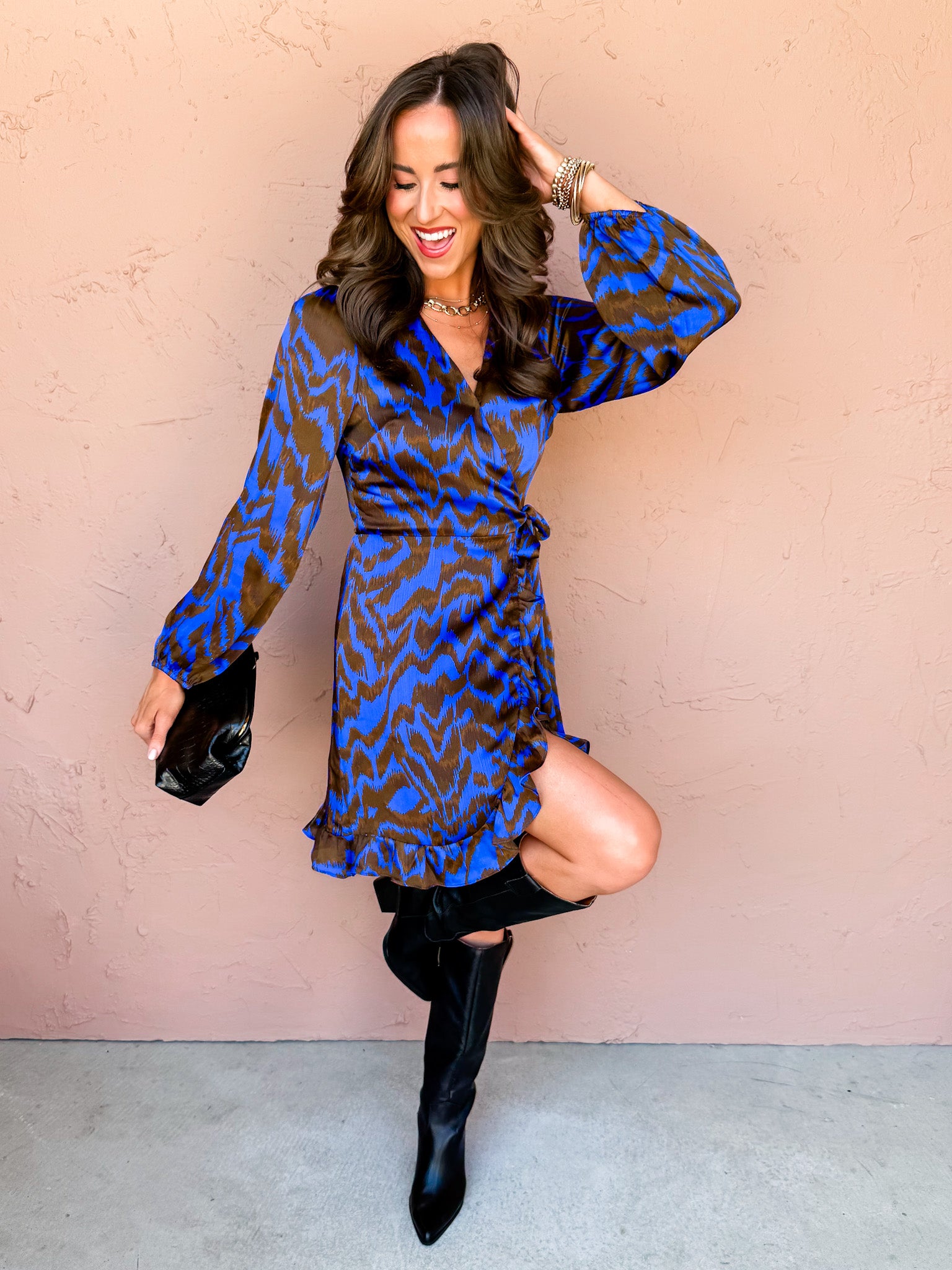 Classic Flirt Abstract Wrap Mini Dress