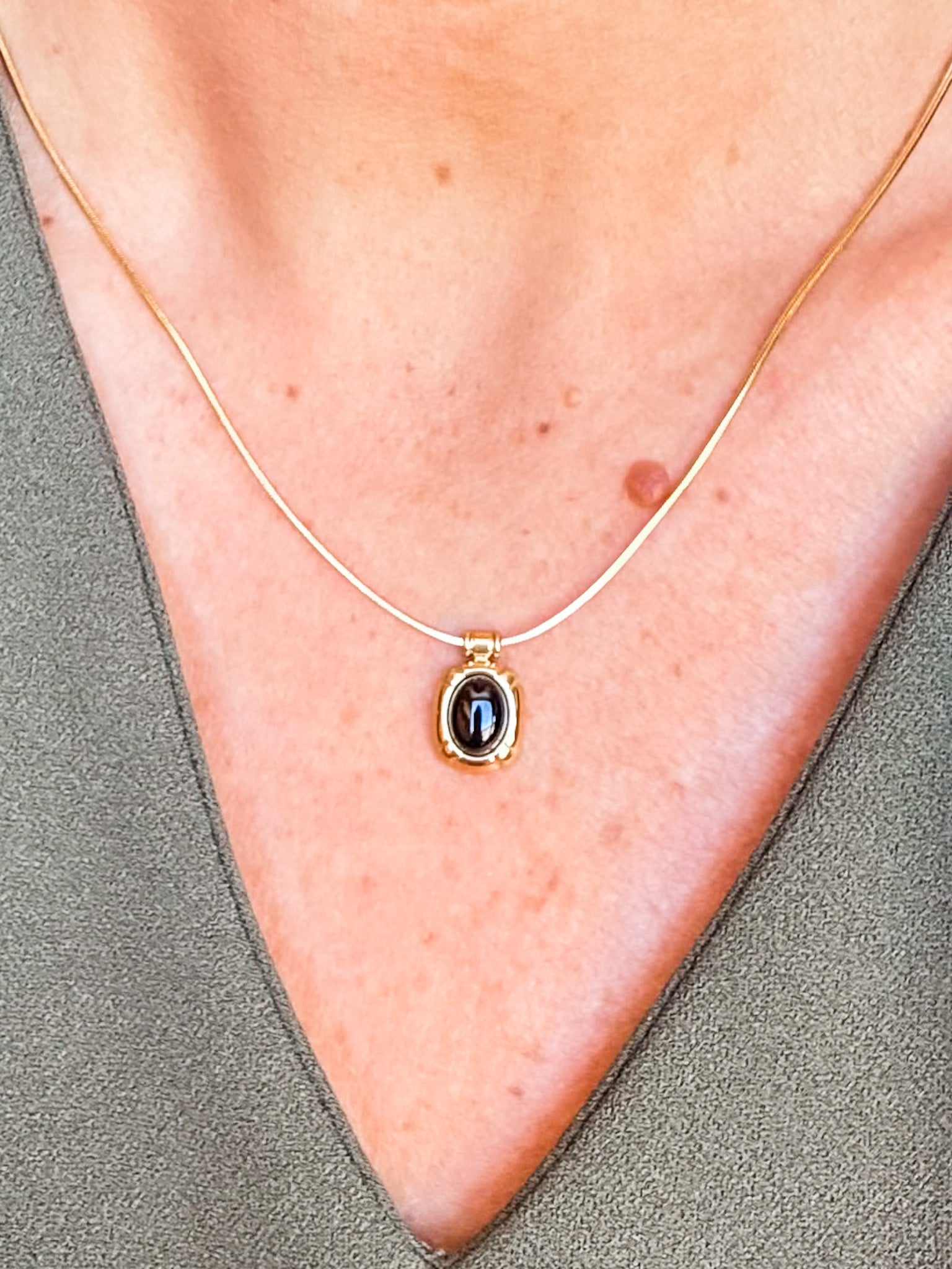 Dax Natural Stone Necklace-Black