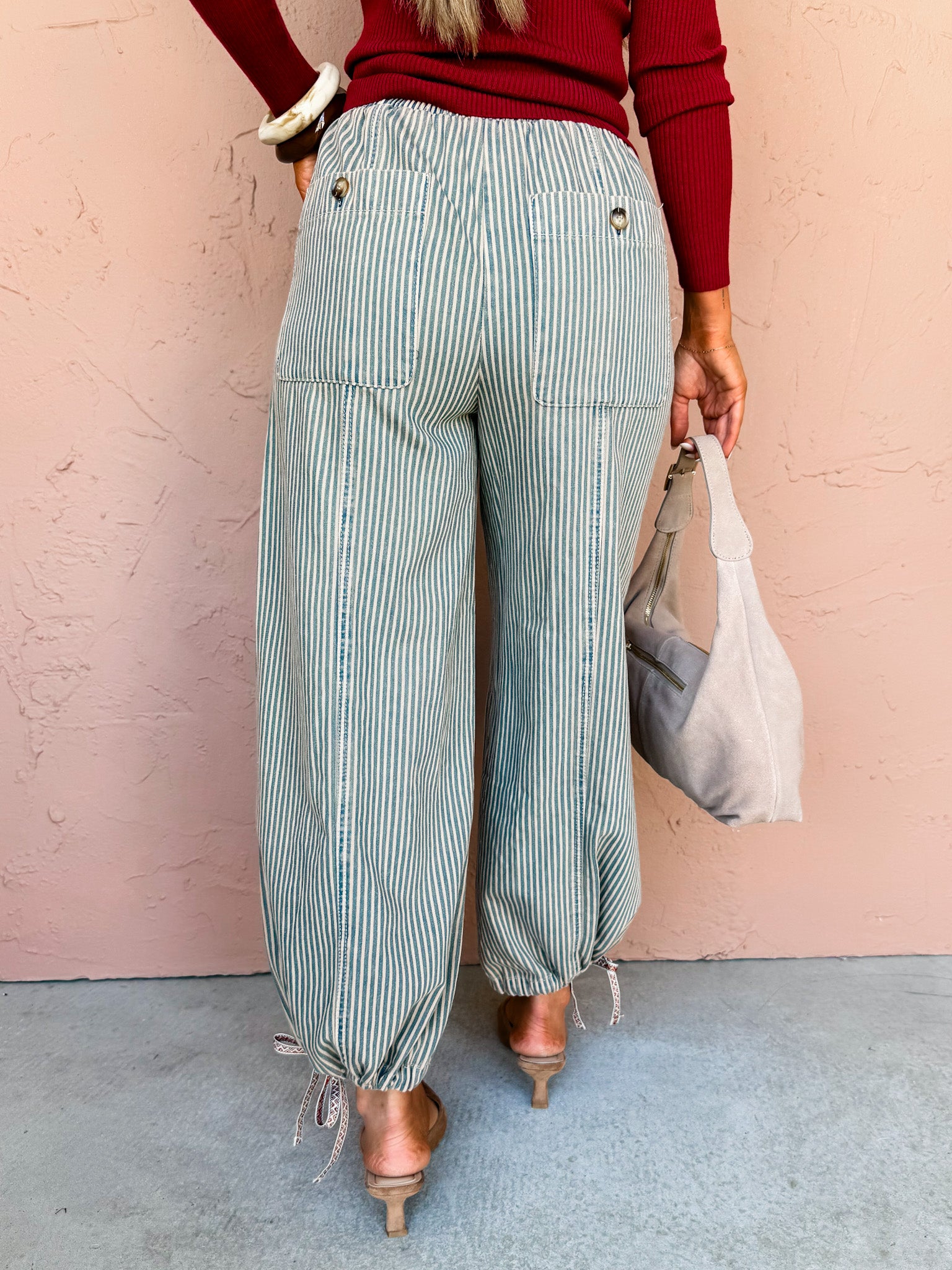 Forever Vintage Striped Elastic Pants