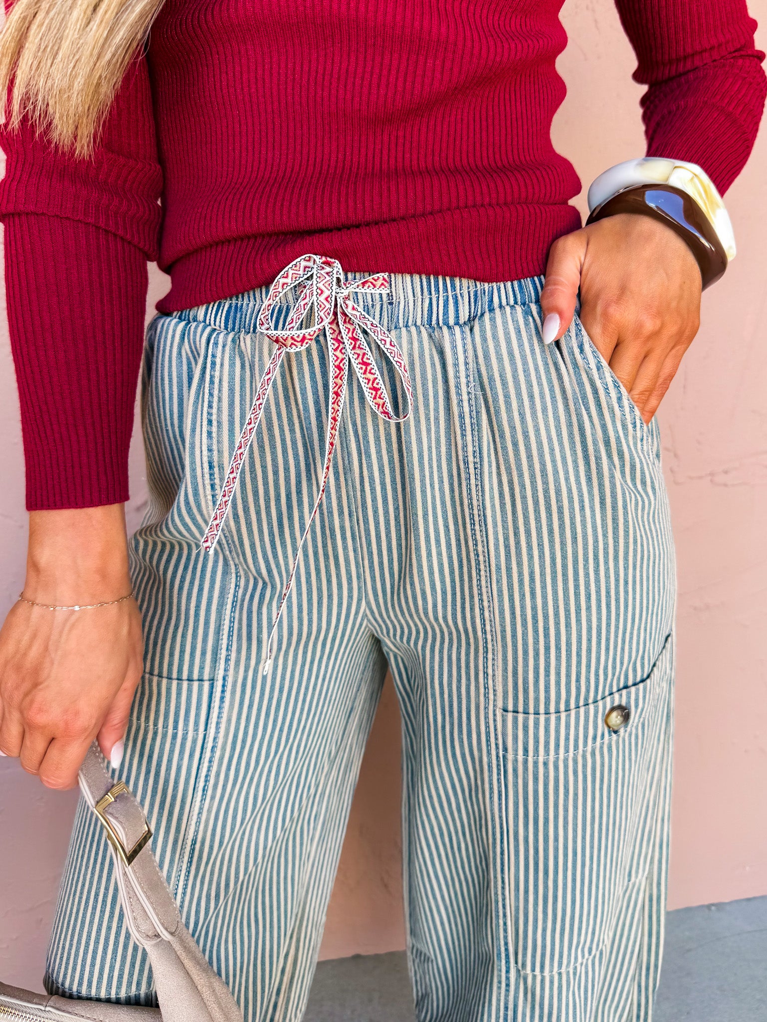 Forever Vintage Striped Elastic Pants