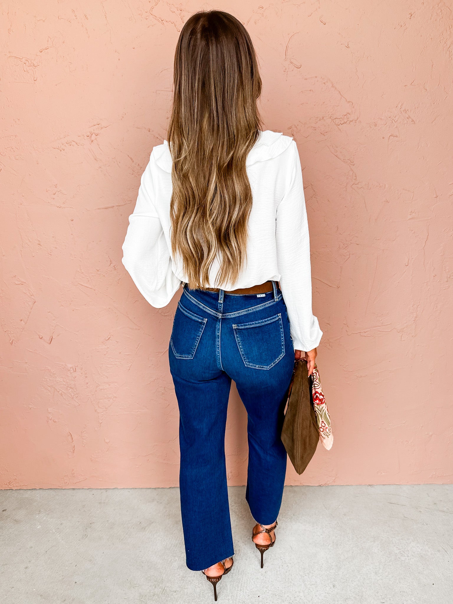 Halo Ruffle V-Neck Top-Off White