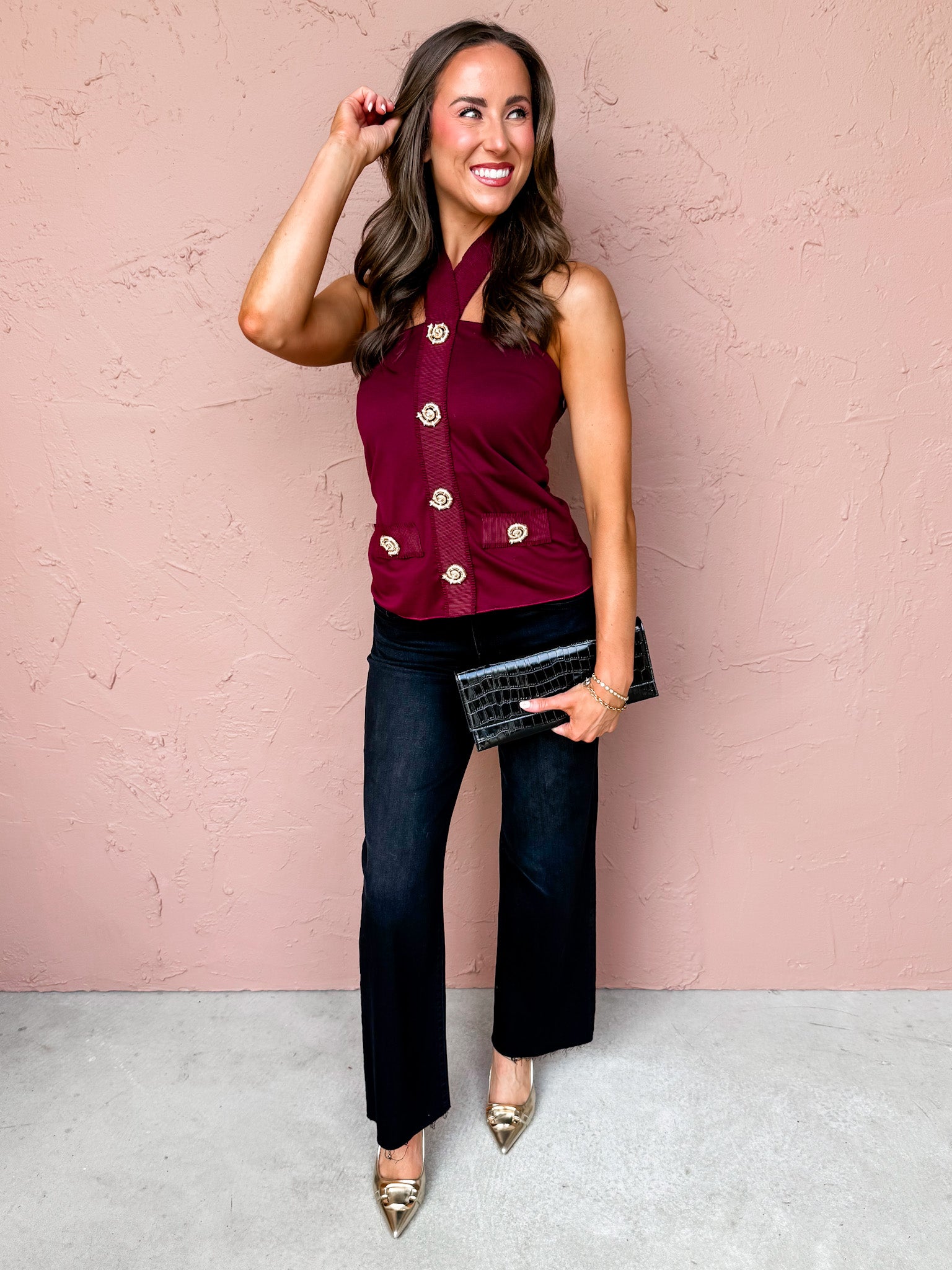 Lovely Drift Detailed Halter Top