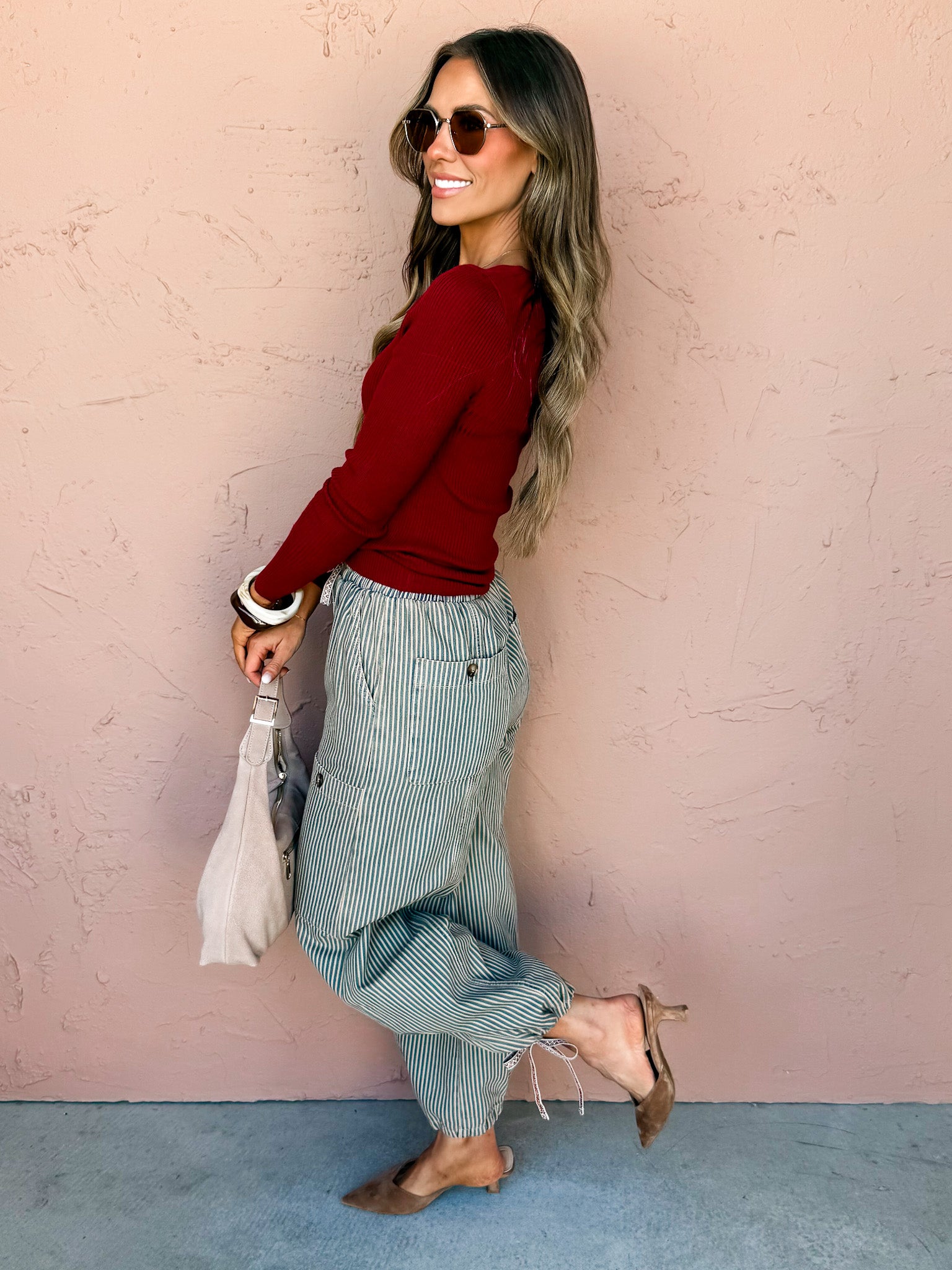 Forever Vintage Striped Elastic Pants