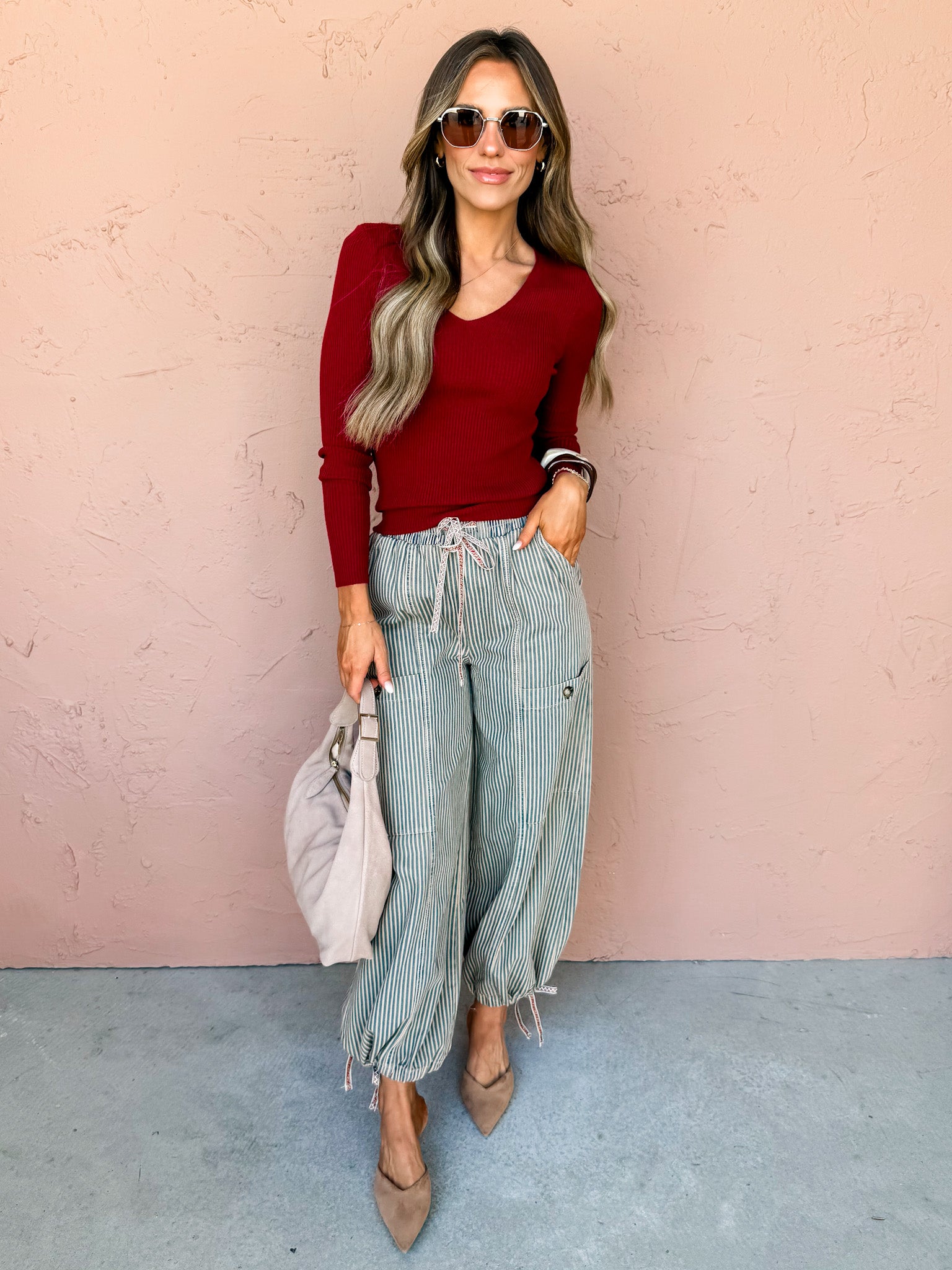 Forever Vintage Striped Elastic Pants