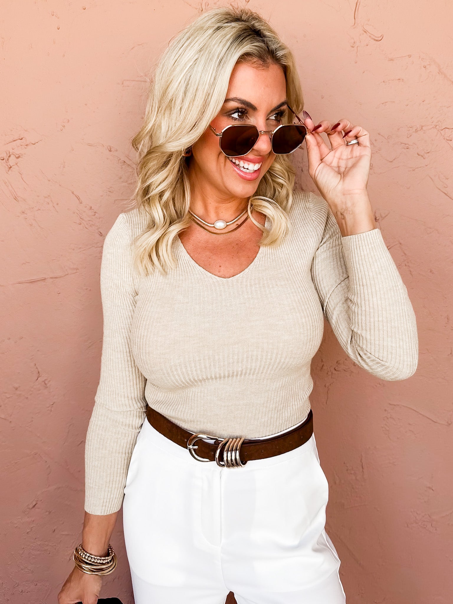 Peaceful Feelings Ribbed Top-Oatmeal