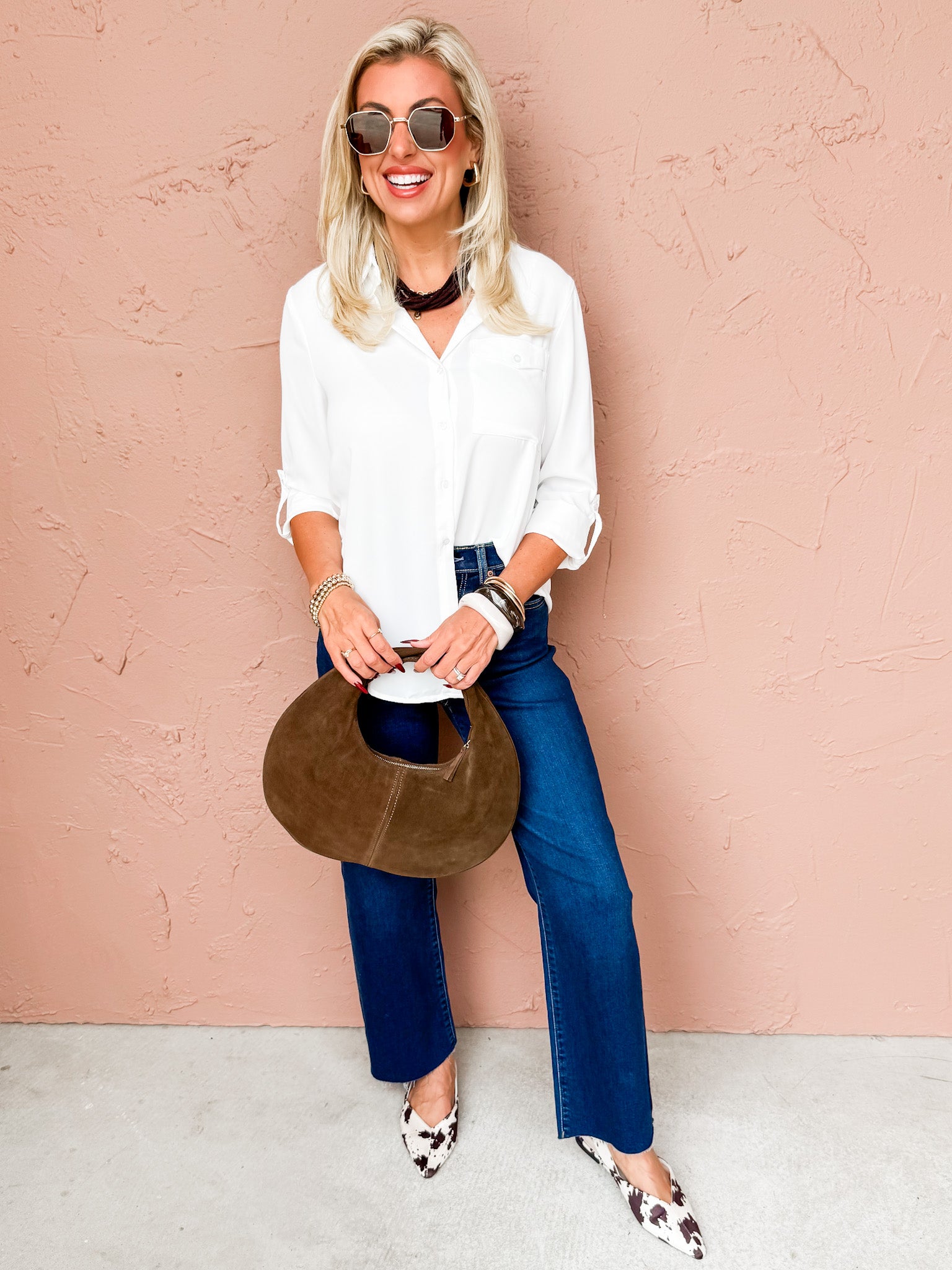 Soft Venture Button Front Top-Off White