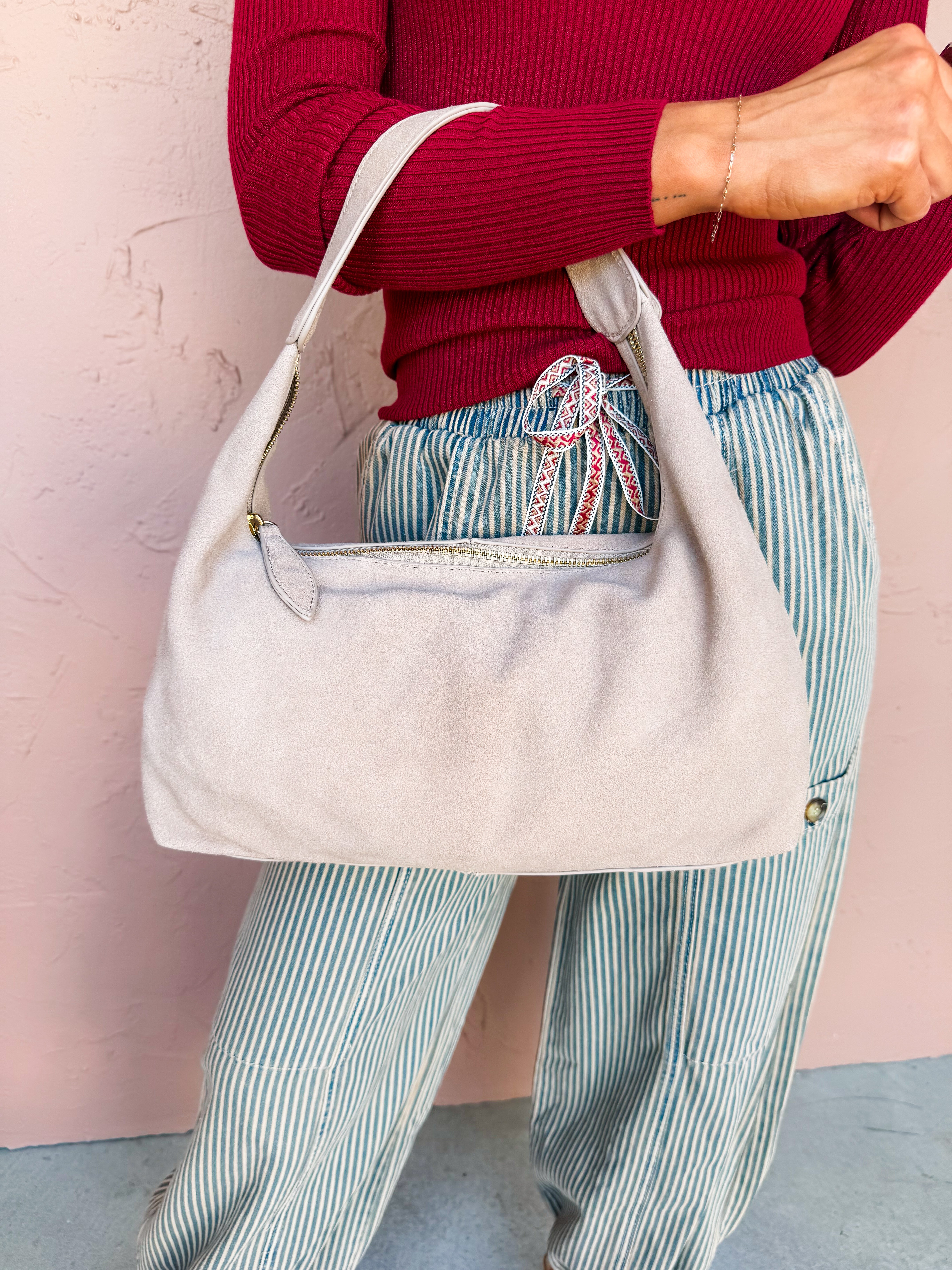 [Moda Luxe] Maple Suede Leather Hobo Bag