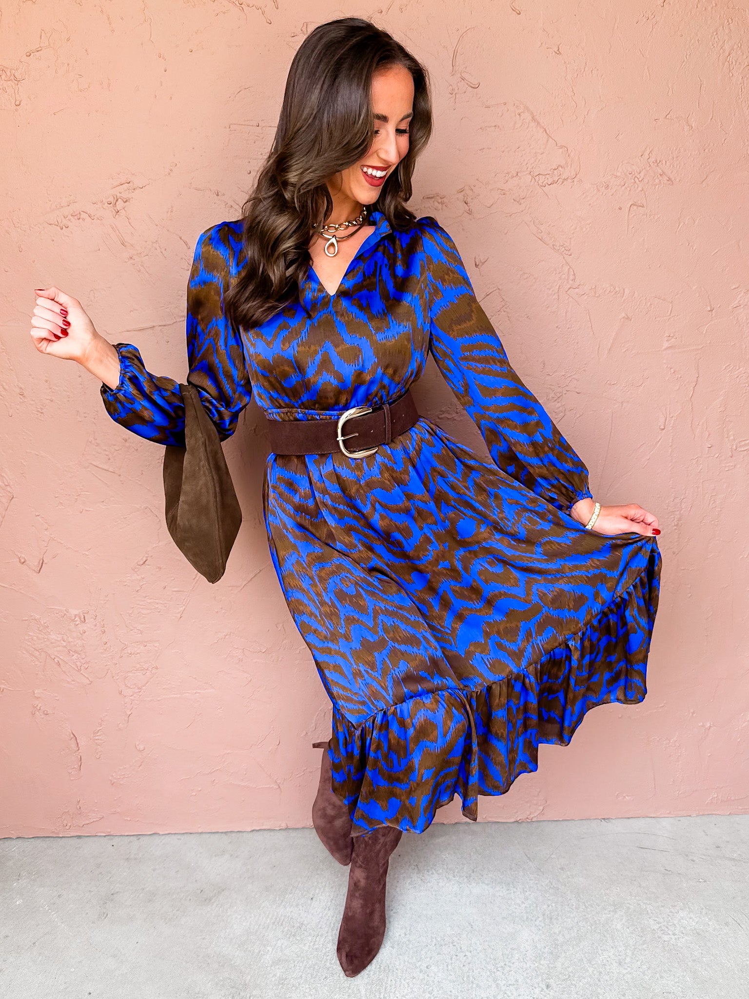 Krista Split Neck Midi Dress