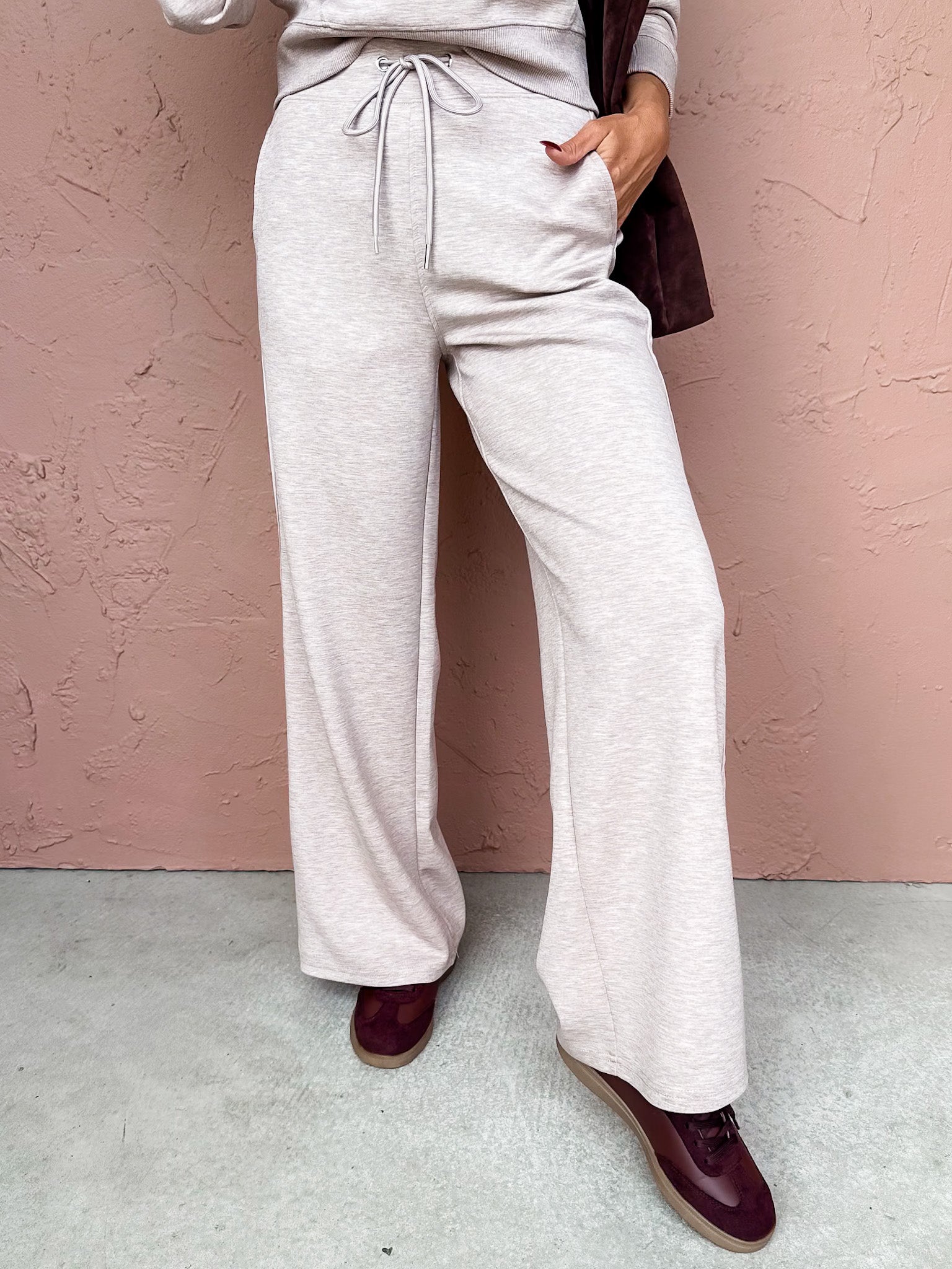 Mailyn Soft Knit Drawstring Pant-Taupe